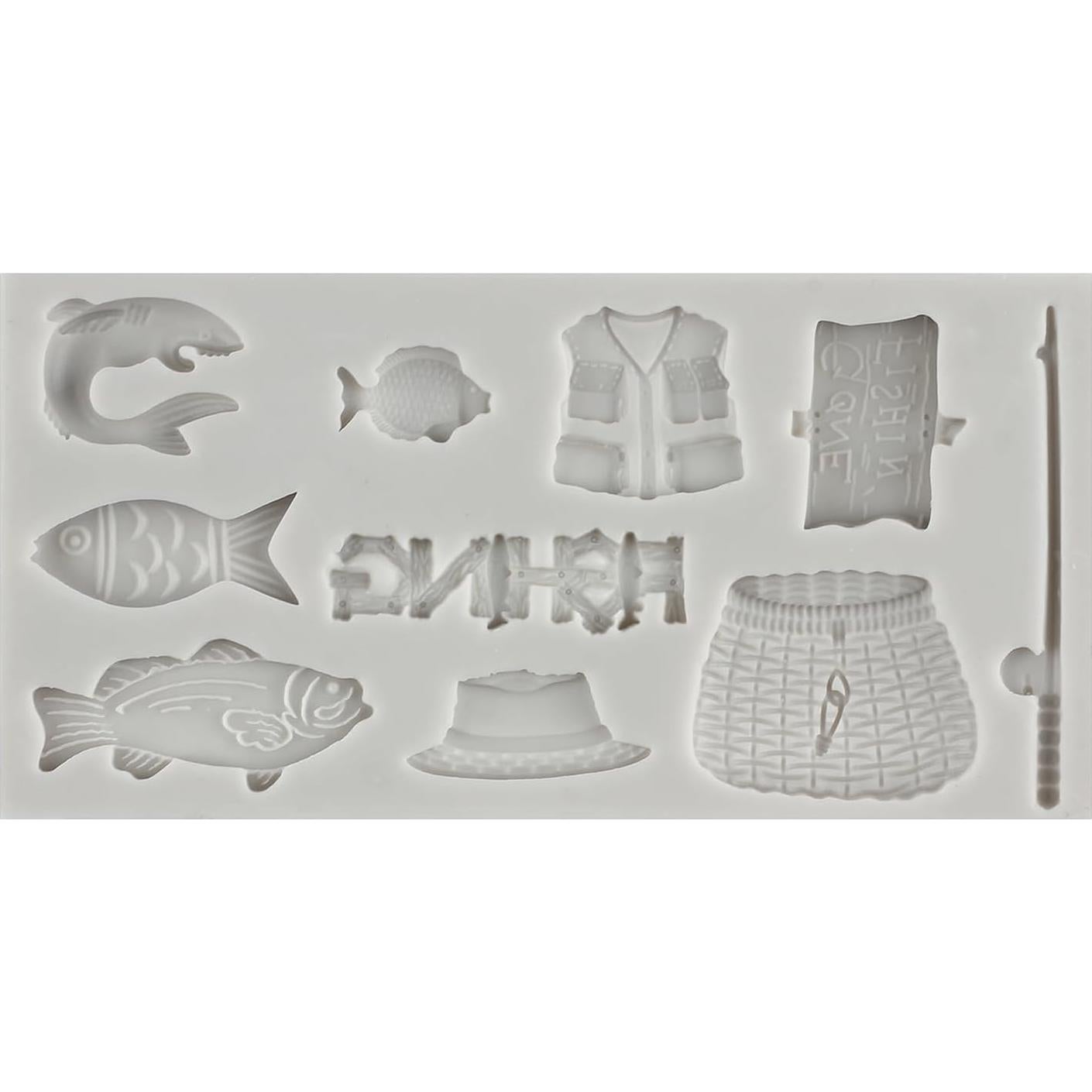Molde de Silicona para Fondant de Herramientas de Pesca MINFEIDMS