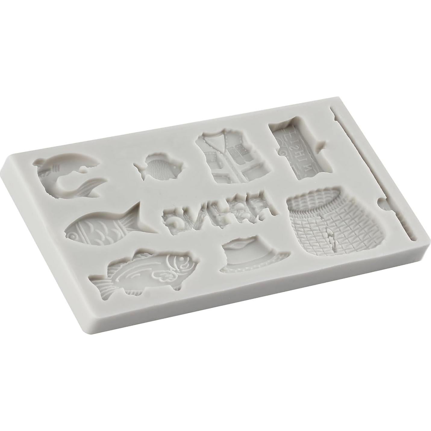 Molde de Silicona para Fondant de Herramientas de Pesca MINFEIDMS