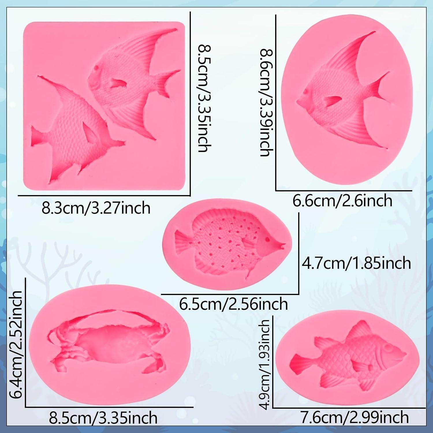 5 Moldes de Silicona para Fondant nklbio F-133 Marinos
