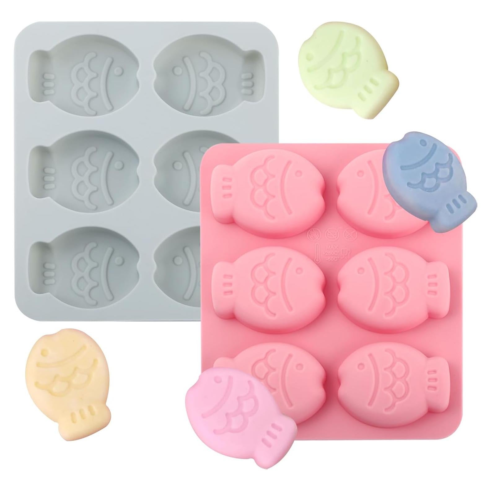Moldes de Silicona ICNYEKl 2 Pcs Pez 3D Grado Alimenticio