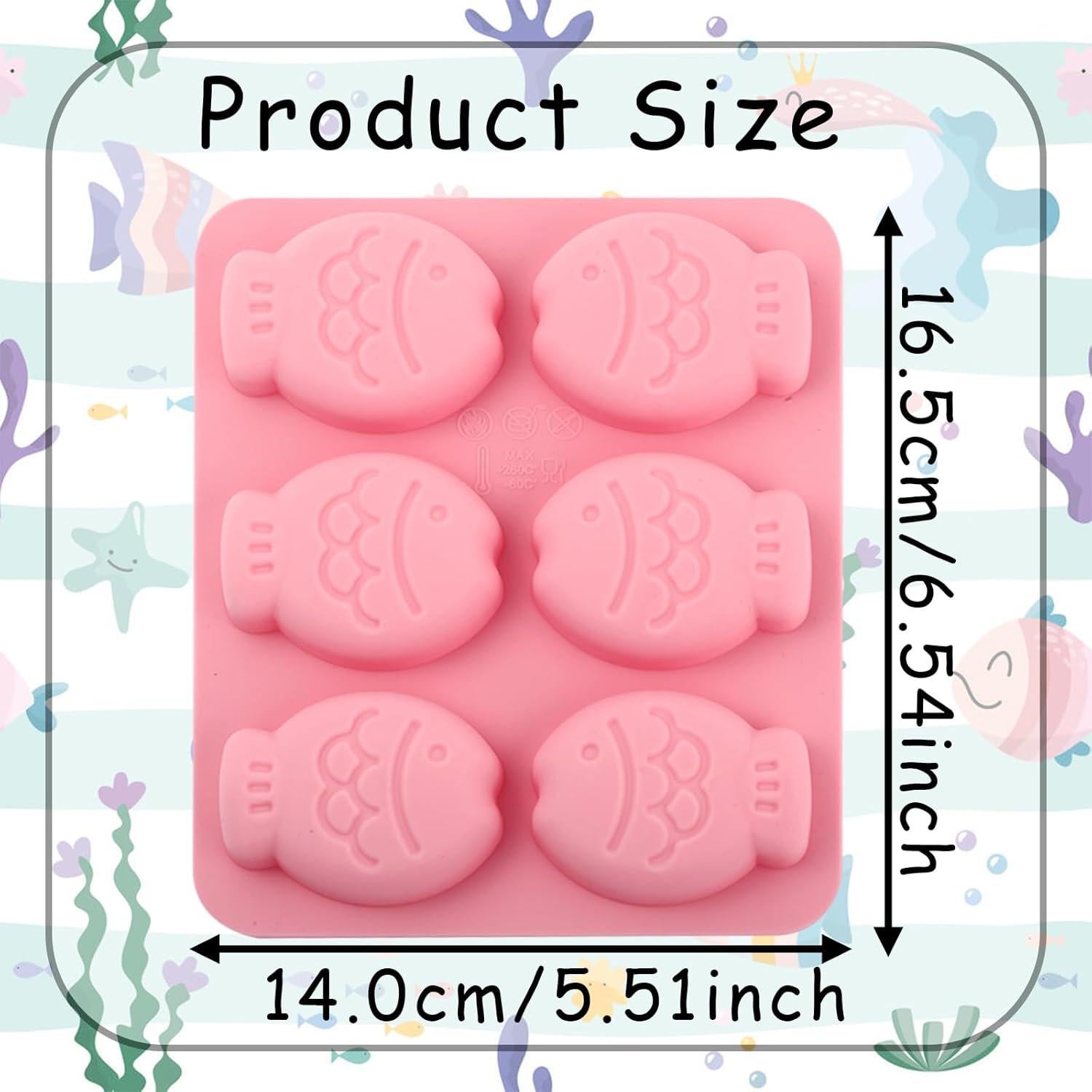 Moldes de Silicona ICNYEKl 2 Pcs Pez 3D Grado Alimenticio