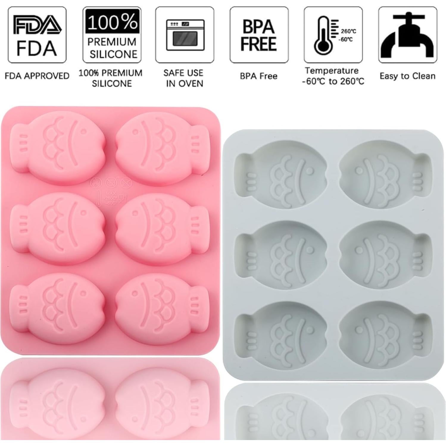 Moldes de Silicona ICNYEKl 2 Pcs Pez 3D Grado Alimenticio