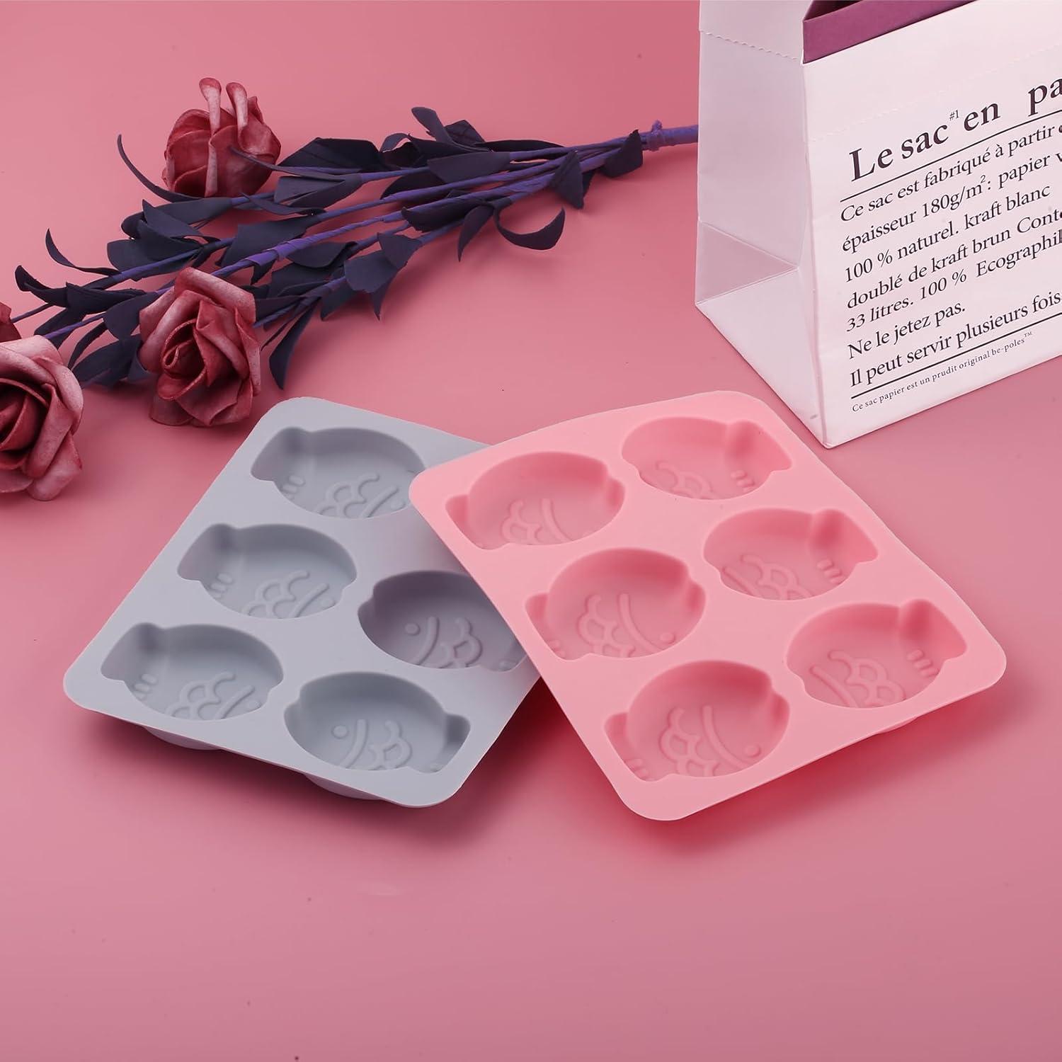 Moldes de Silicona ICNYEKl 2 Pcs Pez 3D Grado Alimenticio