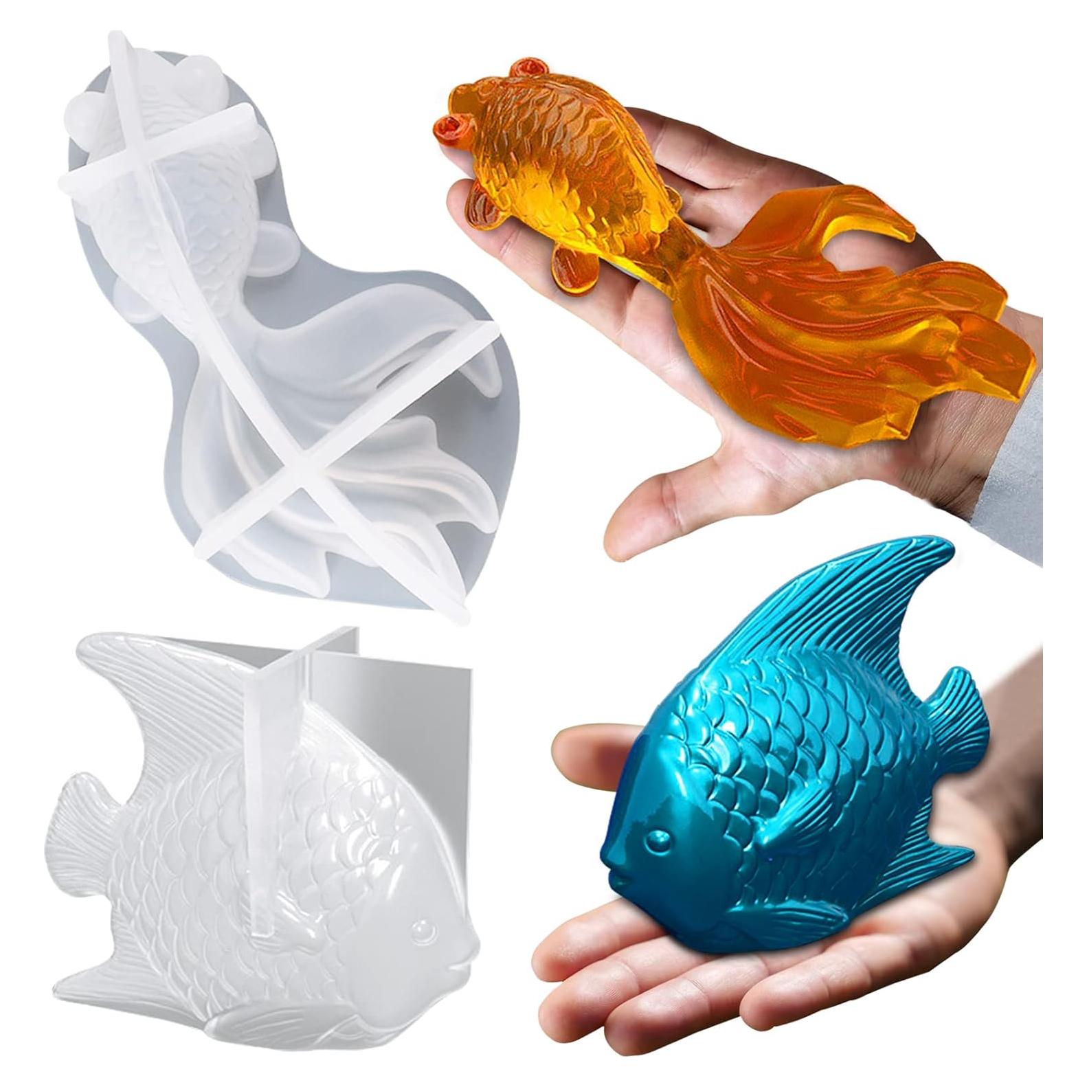 Moldes de Resina de Pez Dorado Grande Voaesdk 2 Piezas 3D