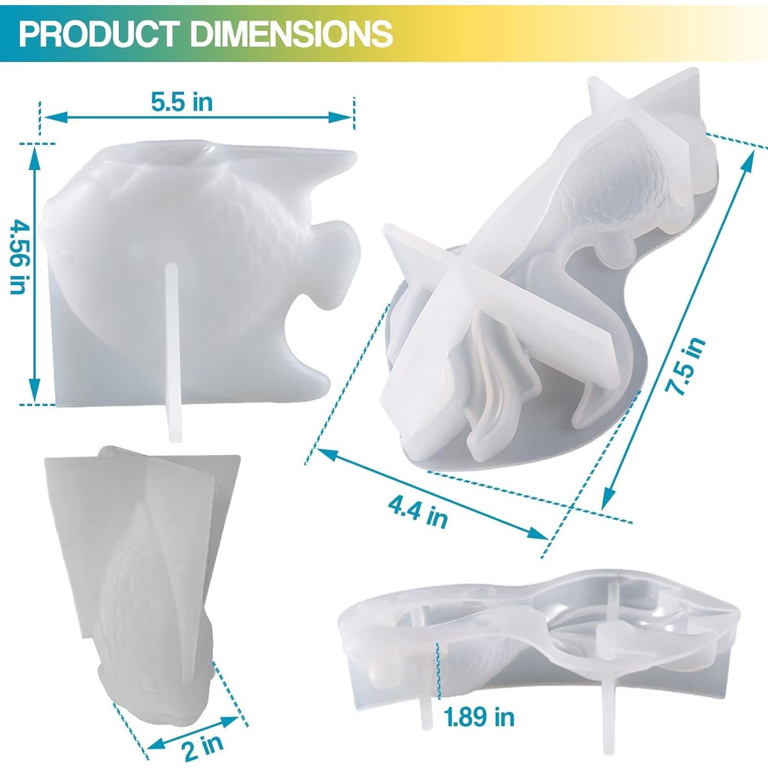 Moldes de Resina de Pez Dorado Grande Voaesdk 2 Piezas 3D