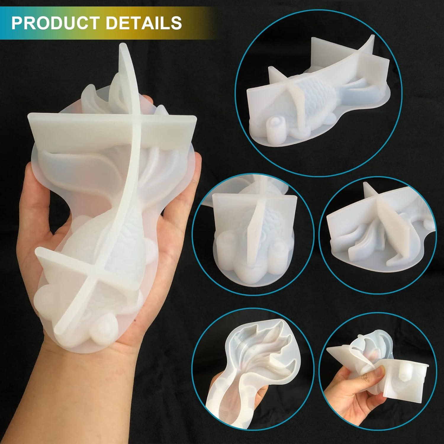 Moldes de Resina de Pez Dorado Grande Voaesdk 2 Piezas 3D