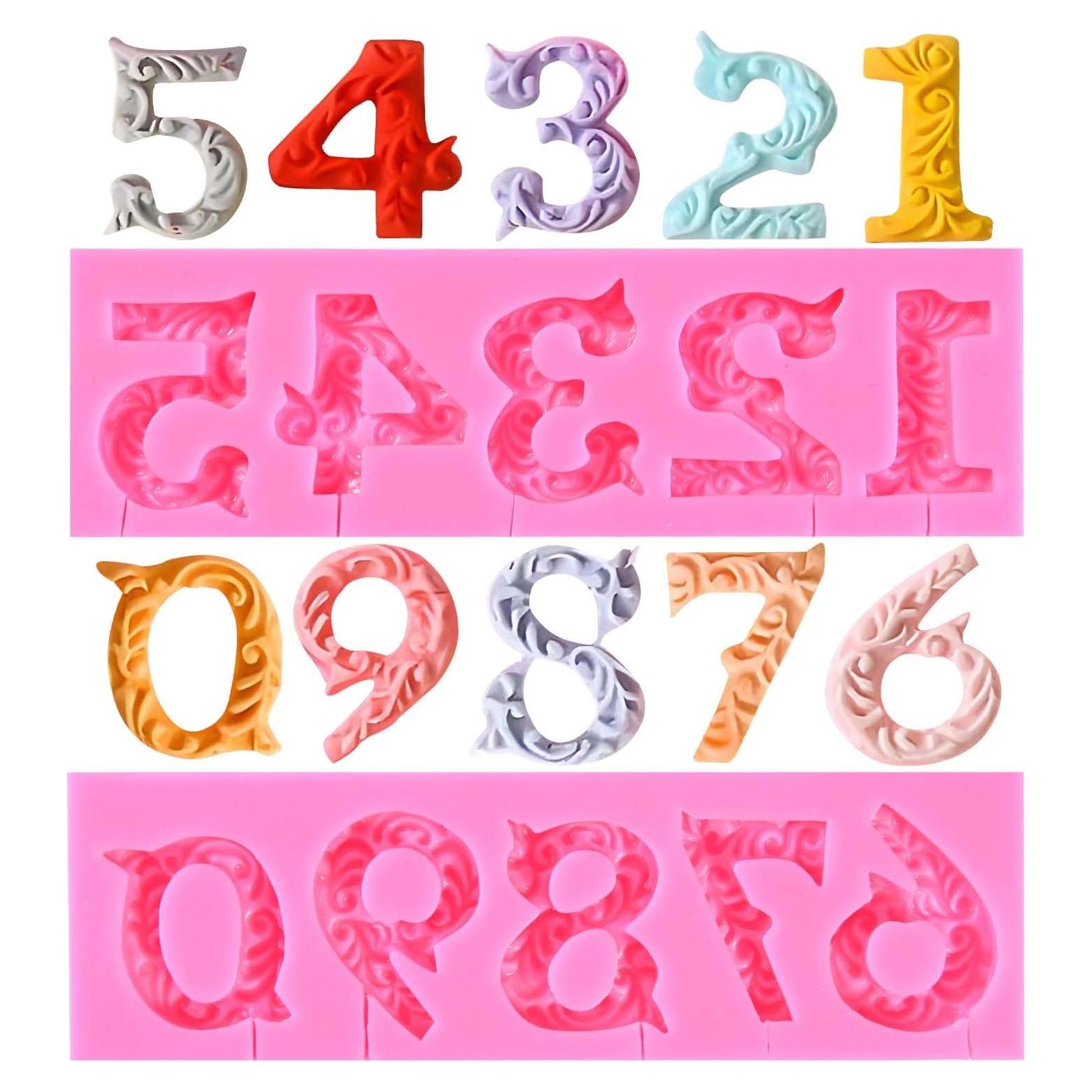 Molde de Chocolate Silicona OBTANIM Números 3D para Pasteles