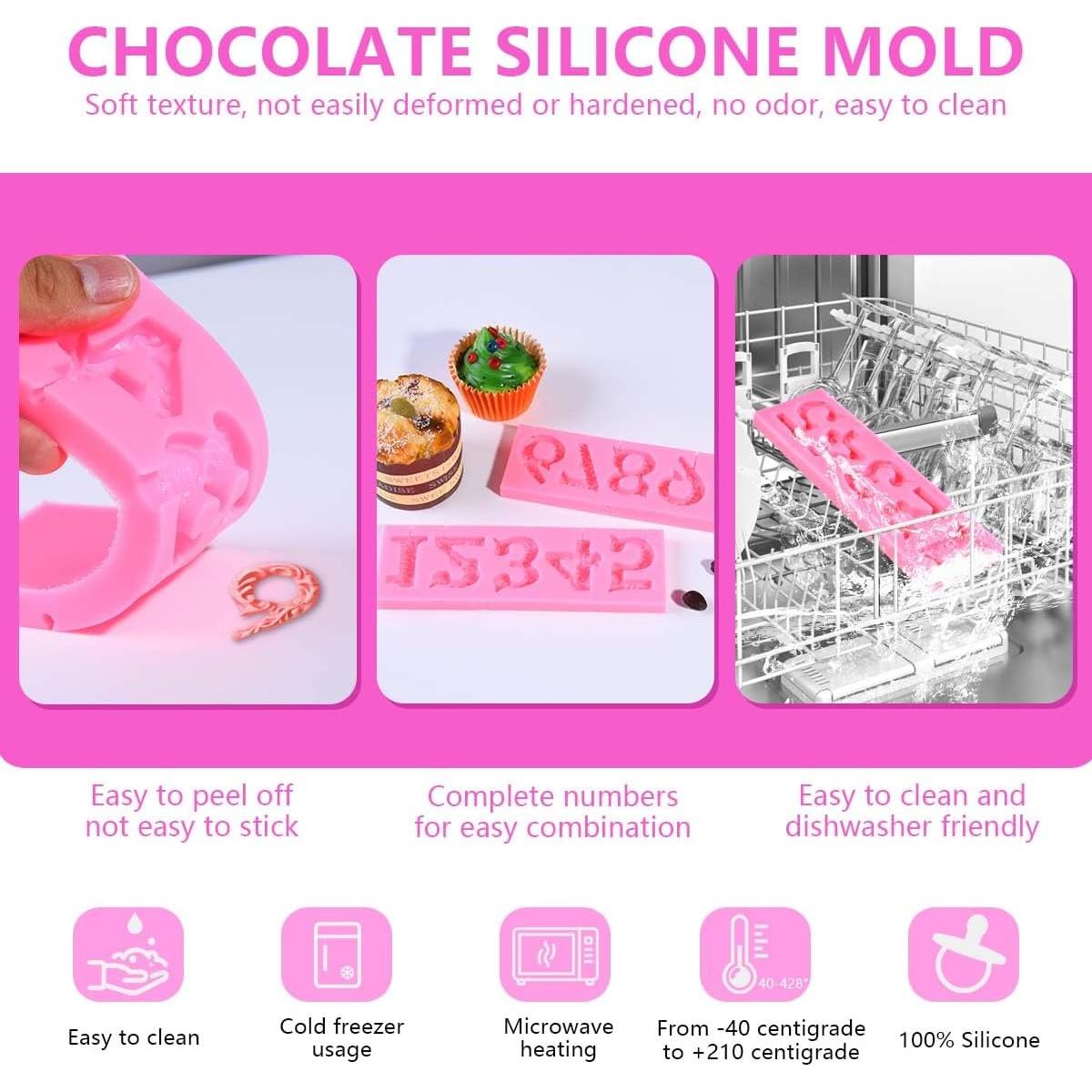 Molde de Chocolate Silicona OBTANIM Números 3D para Pasteles