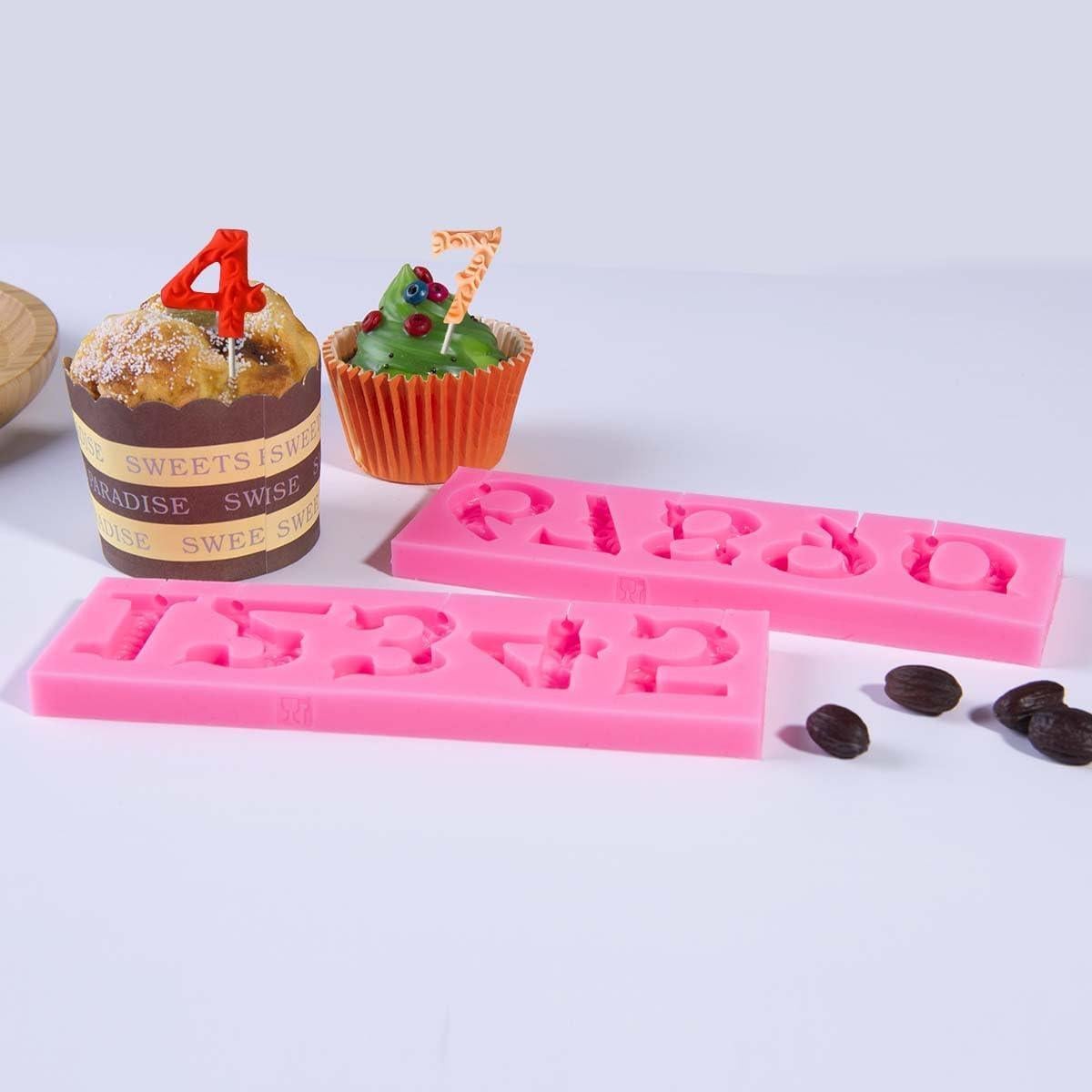 Molde de Chocolate Silicona OBTANIM Números 3D para Pasteles