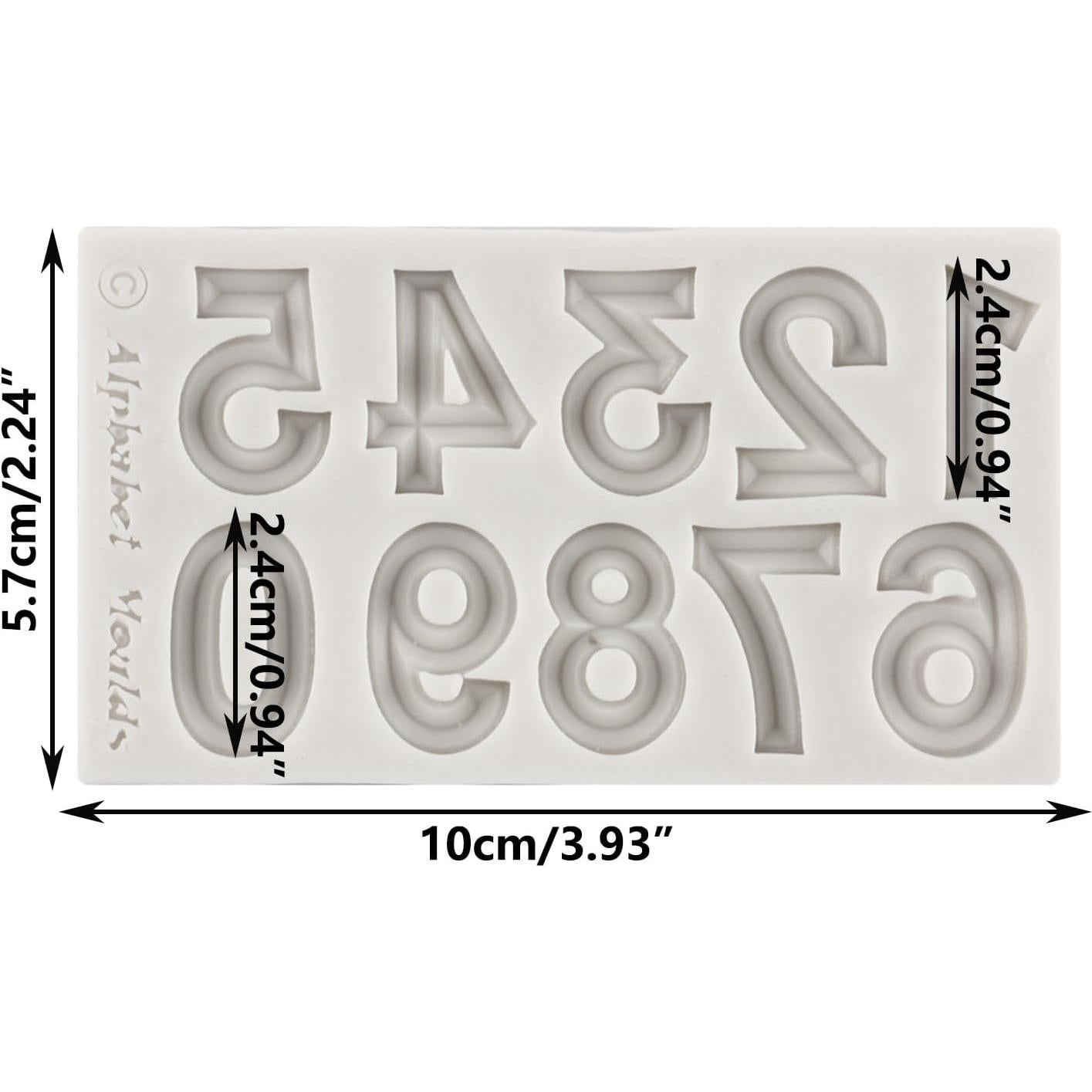 Molde de Silicona Fondant Números 0-9 MINFEIDMS 10x5.7cm