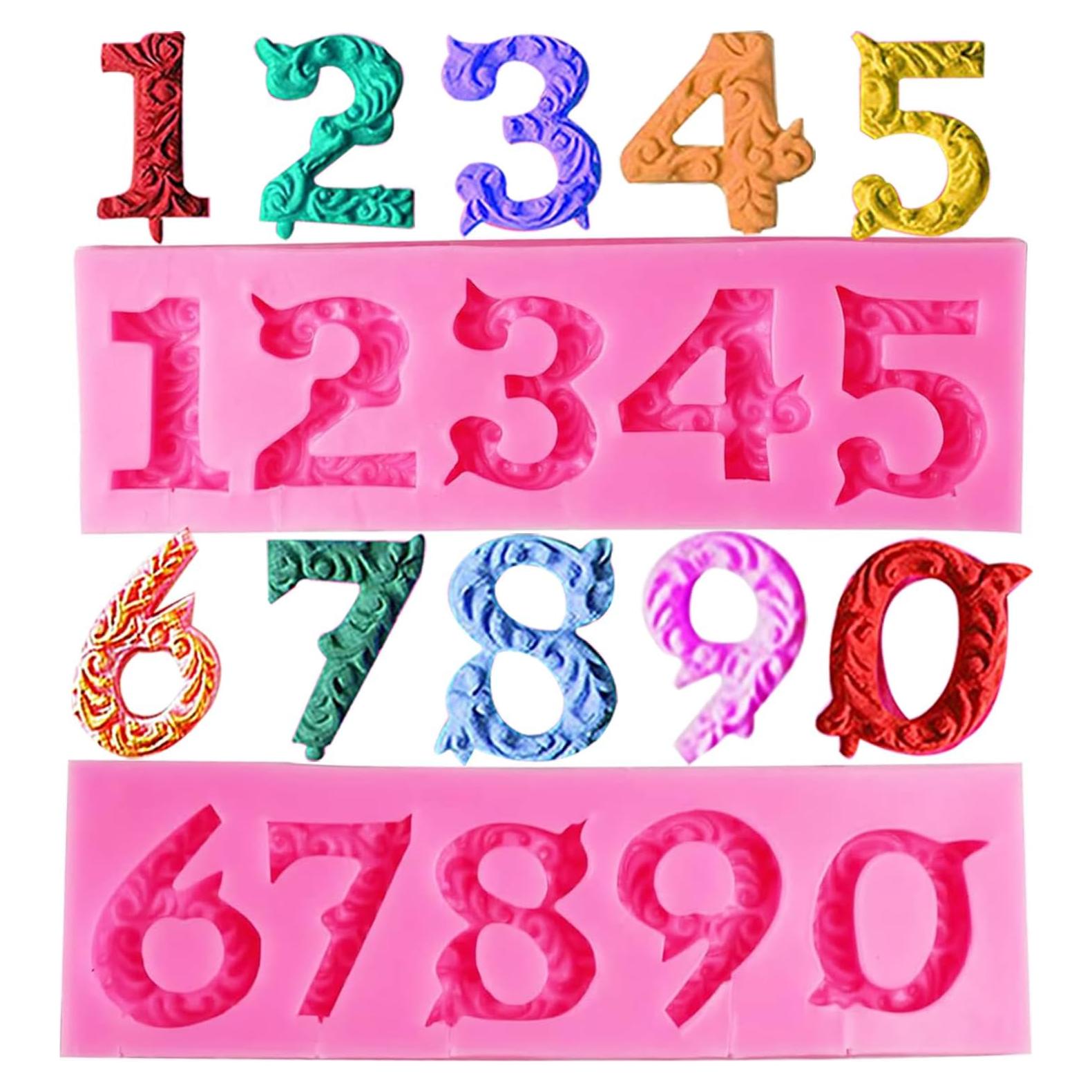 Moldes de Fondant de Silicona AIMEIKI 2 Piezas Números 0-9