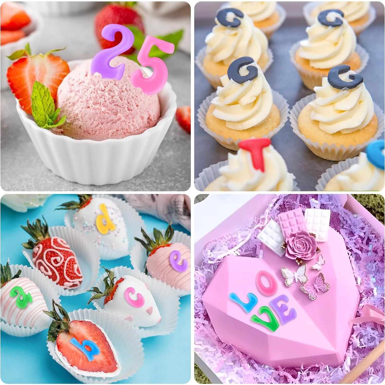 4 Moldes de Silicona Rosa CLUEWR para Letras y Números 0-9