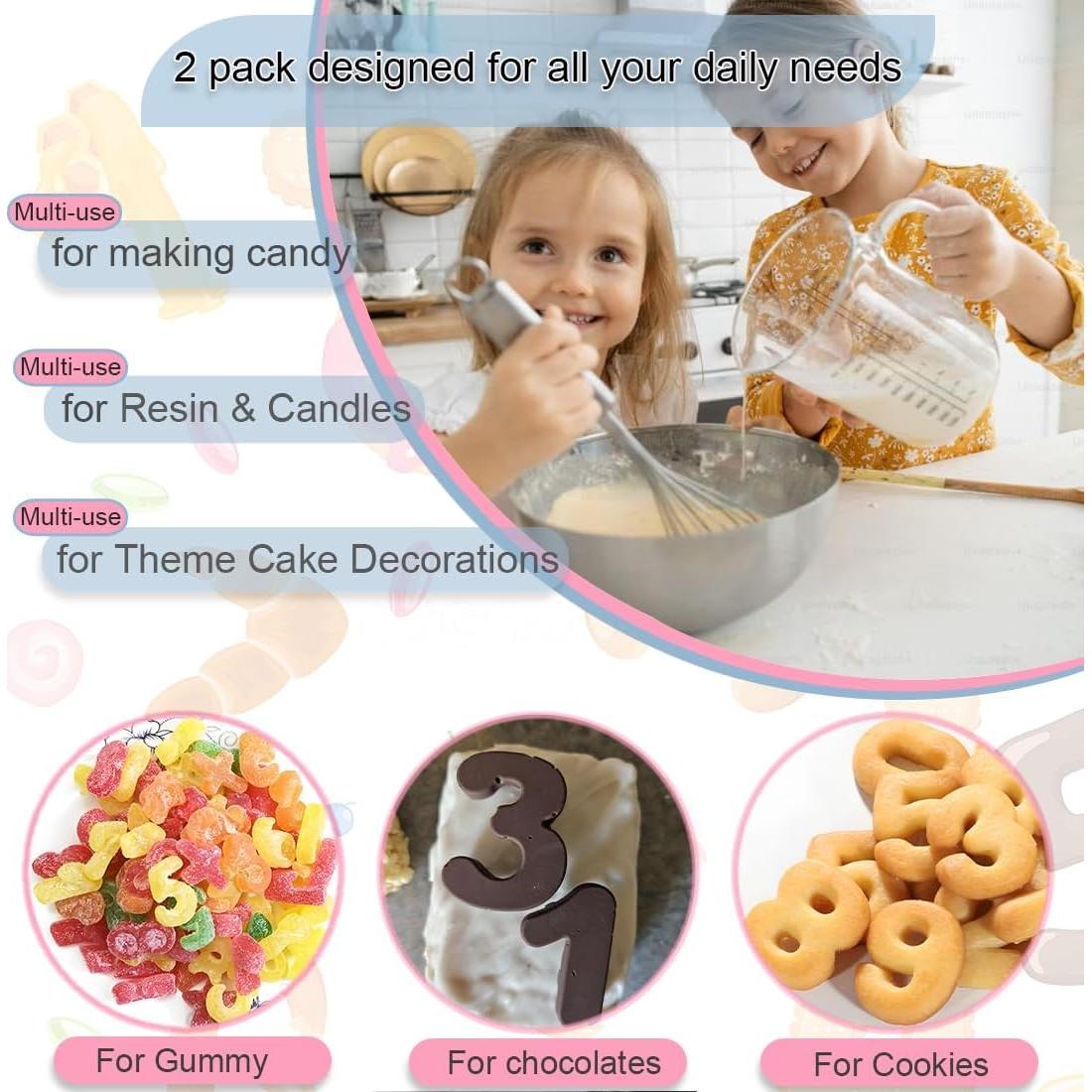 Moldes de Silicona para Números JOMIHONEY 30 Cavidades 0-9