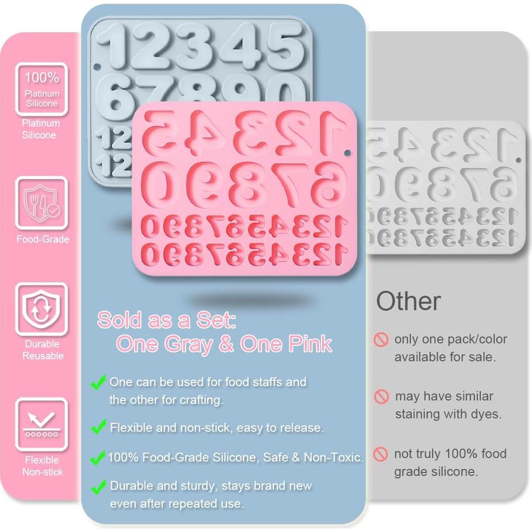 Moldes de Silicona para Números JOMIHONEY 30 Cavidades 0-9