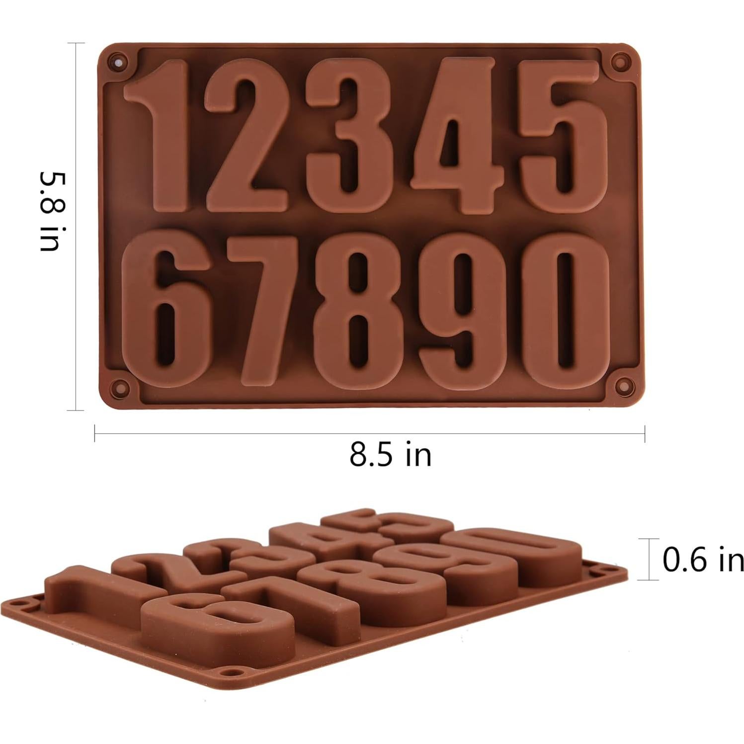 Molde de Silicona para Números 0-9 Wocuz - 21.6x14.7 cm