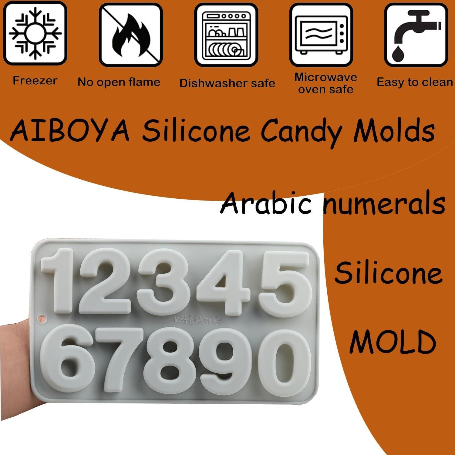 Molde de Silicona AIBOYA para Caramelos Números 0-9 Rosa