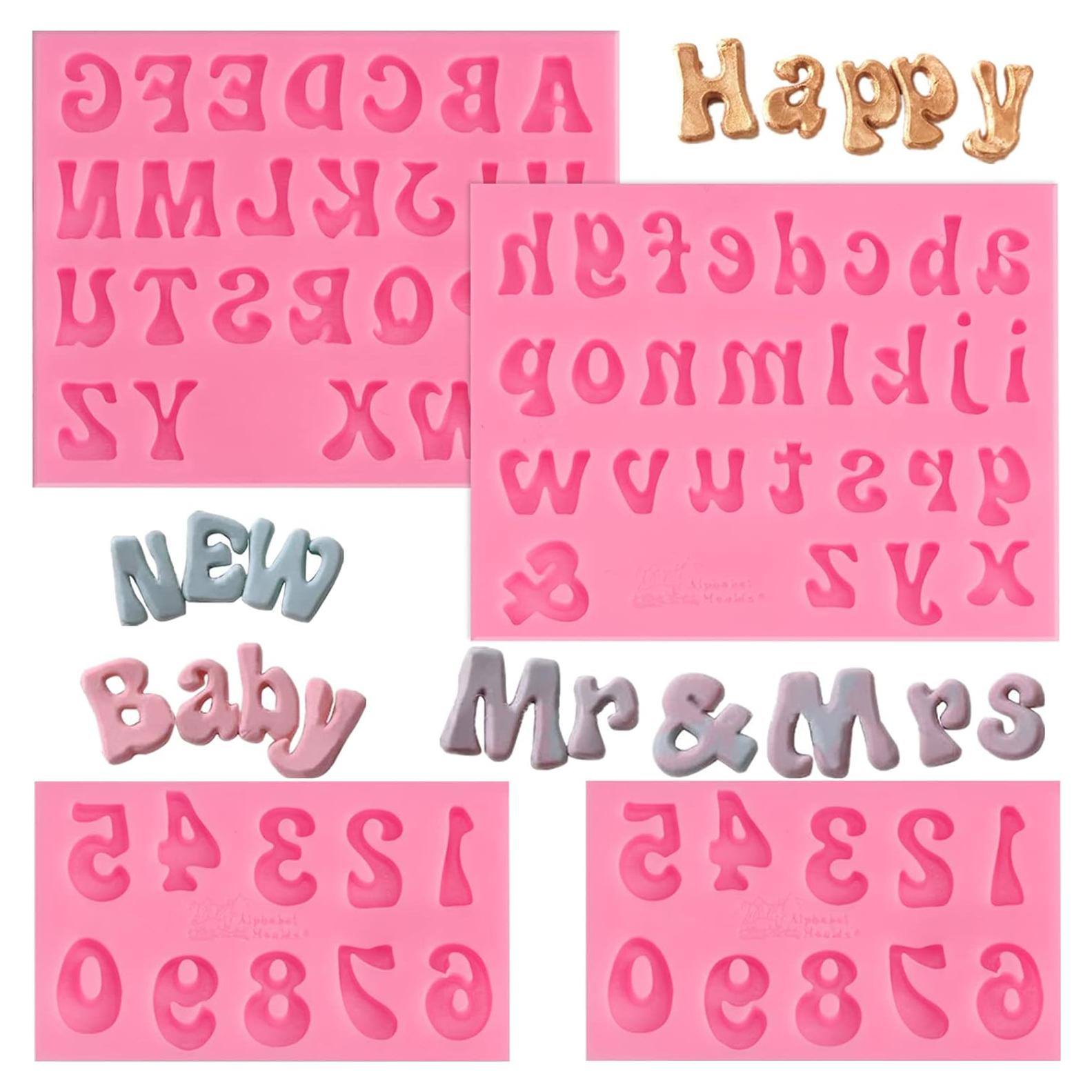 Moldes de Silicona JOERSH 4PCS Letras y Números para Pasteles