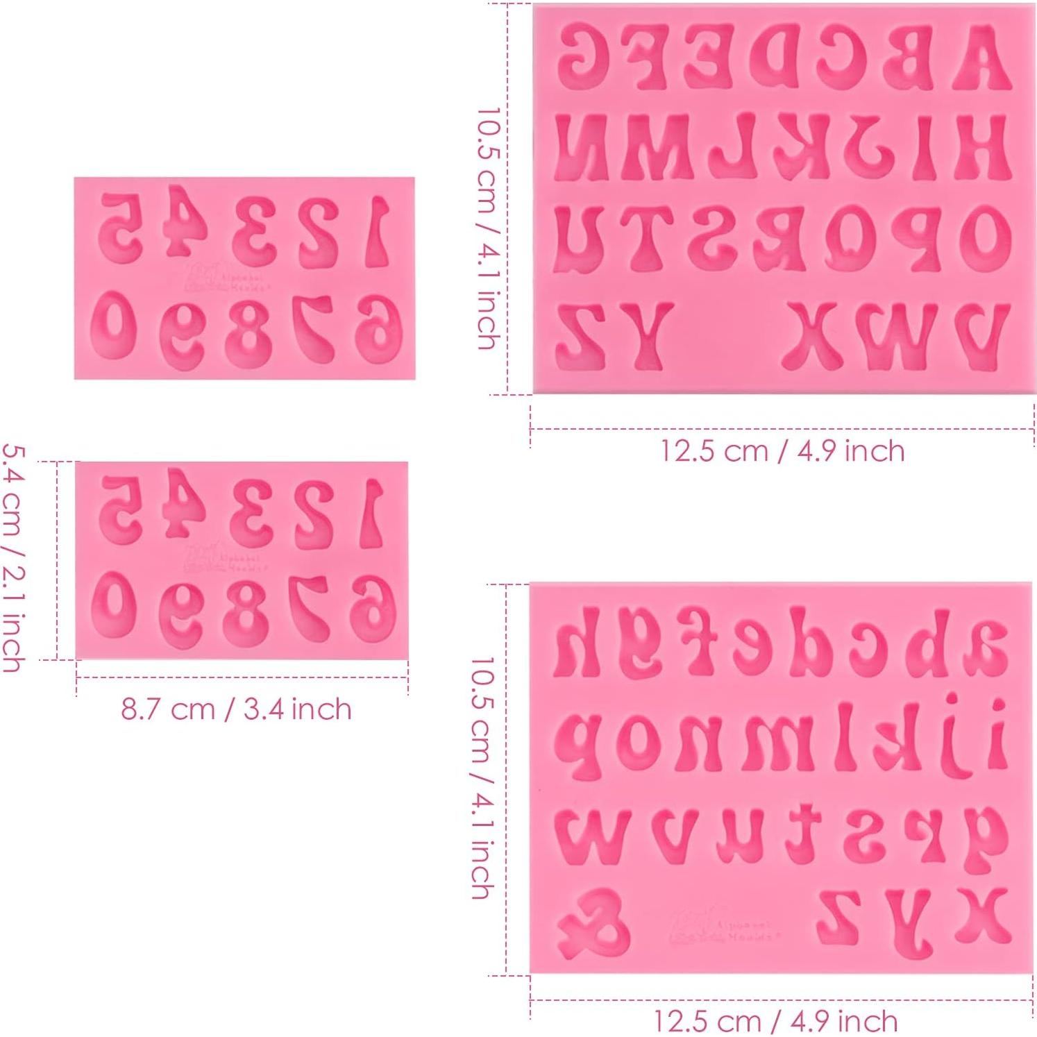 Moldes de Silicona JOERSH 4PCS Letras y Números para Pasteles