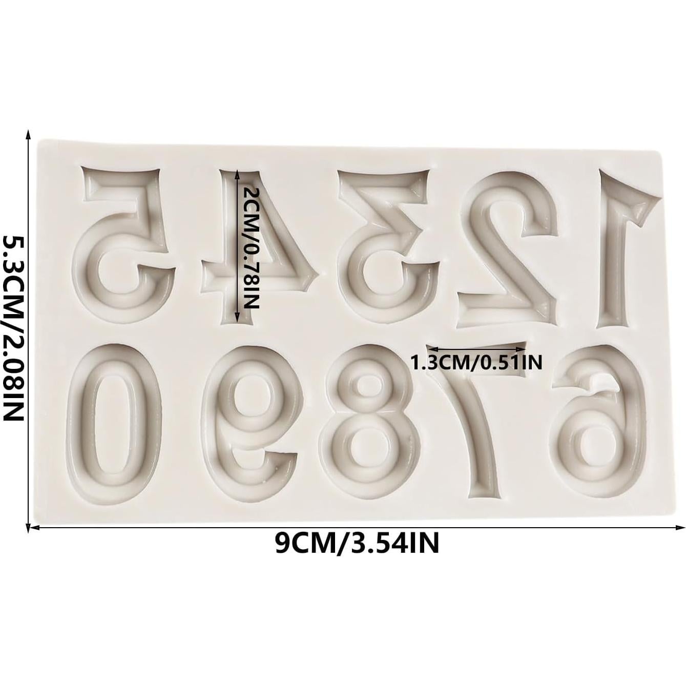 Silicone Fondant Molds 3D Number 0-9 Fondant Chocolate Baking Molds for Cake Decoration Cupcake Topper Candy Desserts Gum Paste Polymer Clay