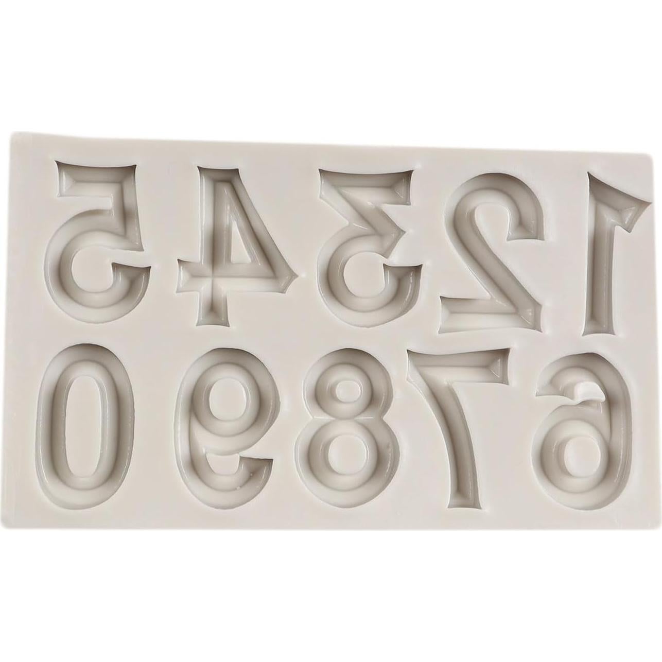 Silicone Fondant Molds 3D Number 0-9 Fondant Chocolate Baking Molds for Cake Decoration Cupcake Topper Candy Desserts Gum Paste Polymer Clay