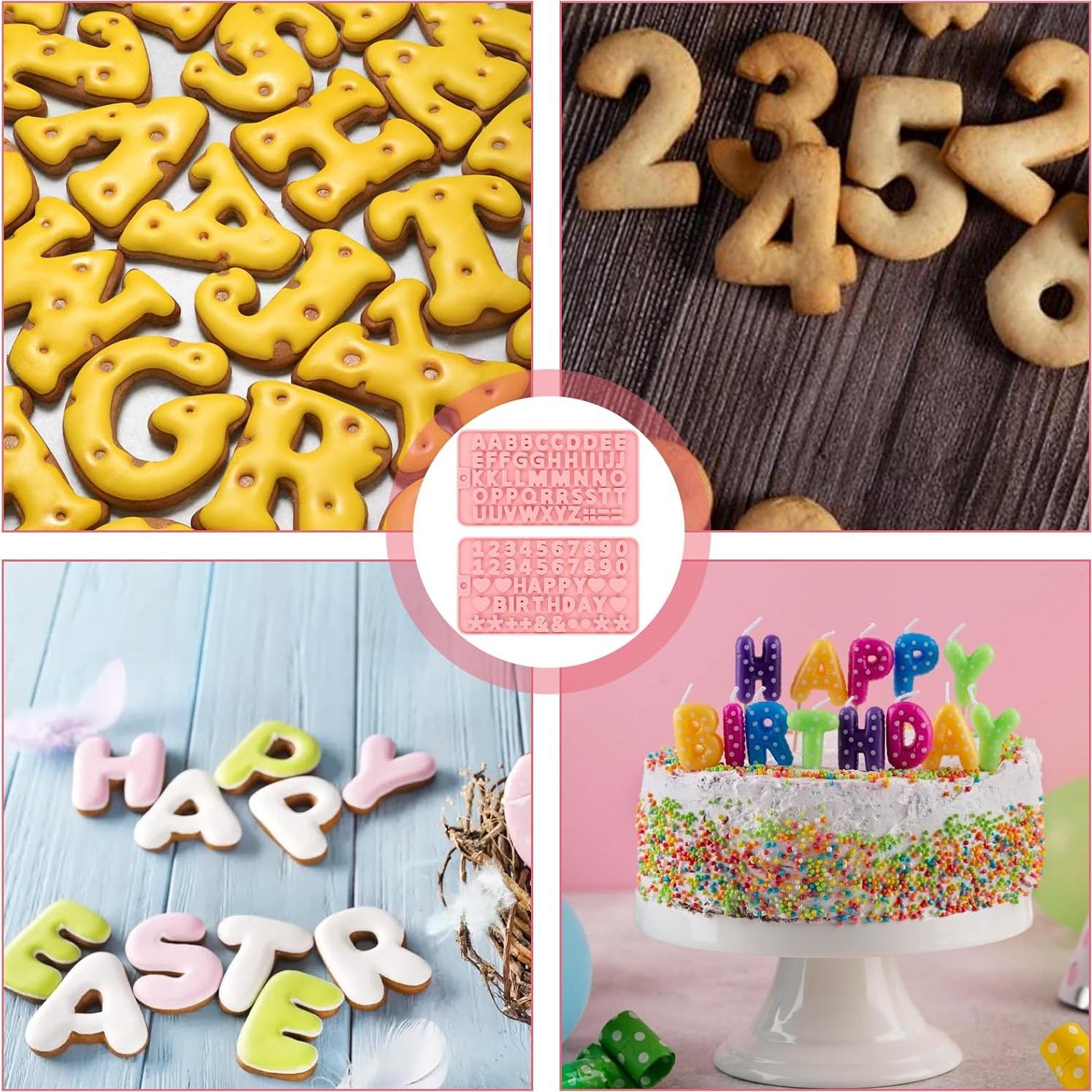 Moldes de Letras de Silicona Trinkrittey 2 Pcs Rosa 20.8x11.3cm