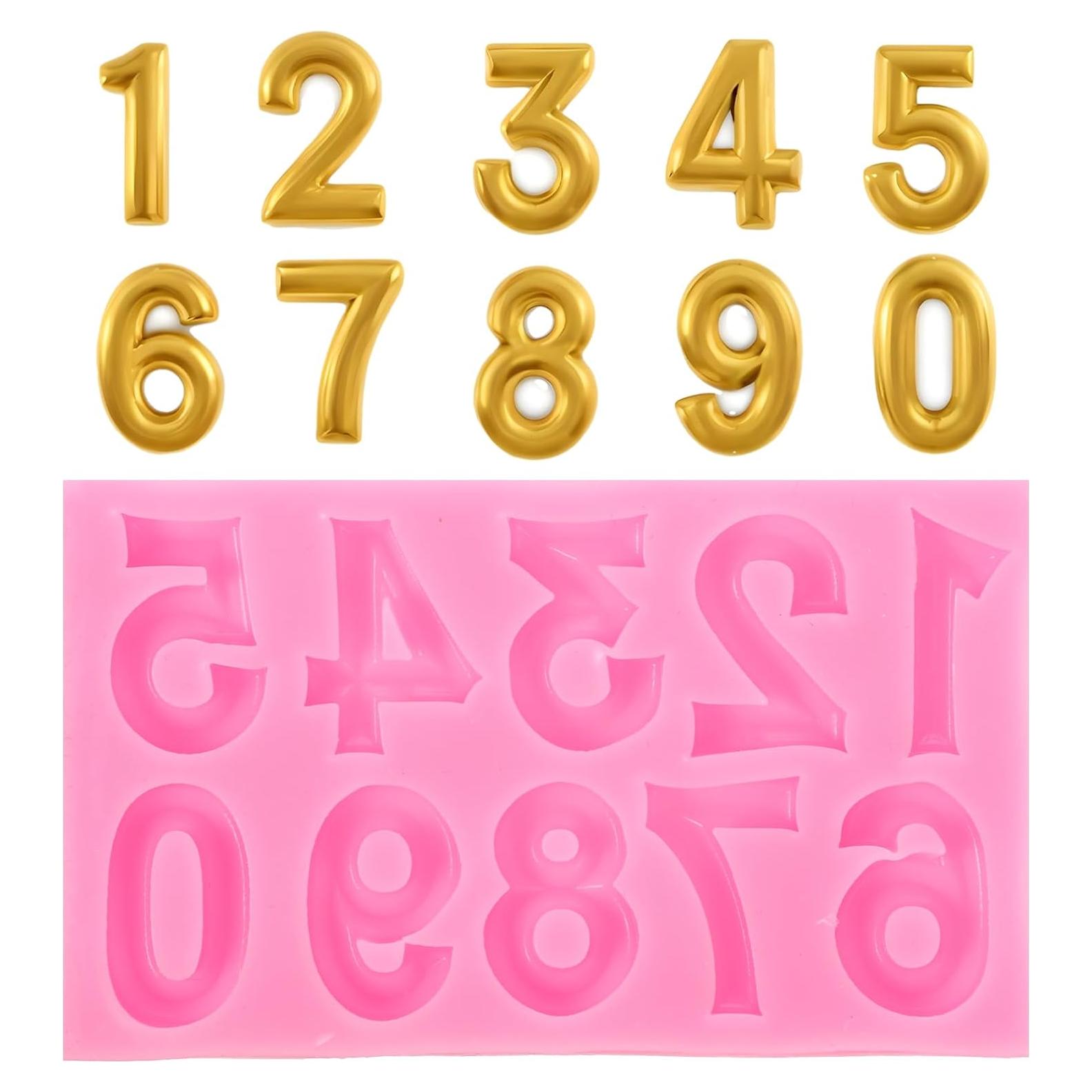 Molde de Silicona Rosa para Fondant Números 0-9 QfwdfcTrenz