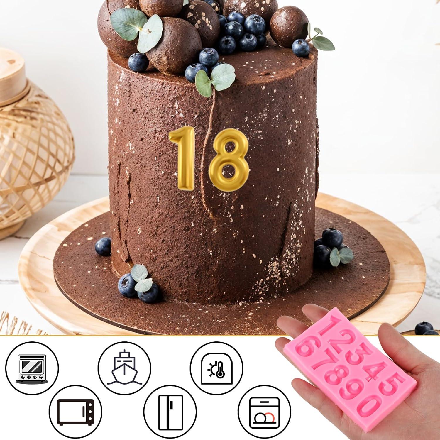 Molde de Silicona Rosa para Fondant Números 0-9 QfwdfcTrenz