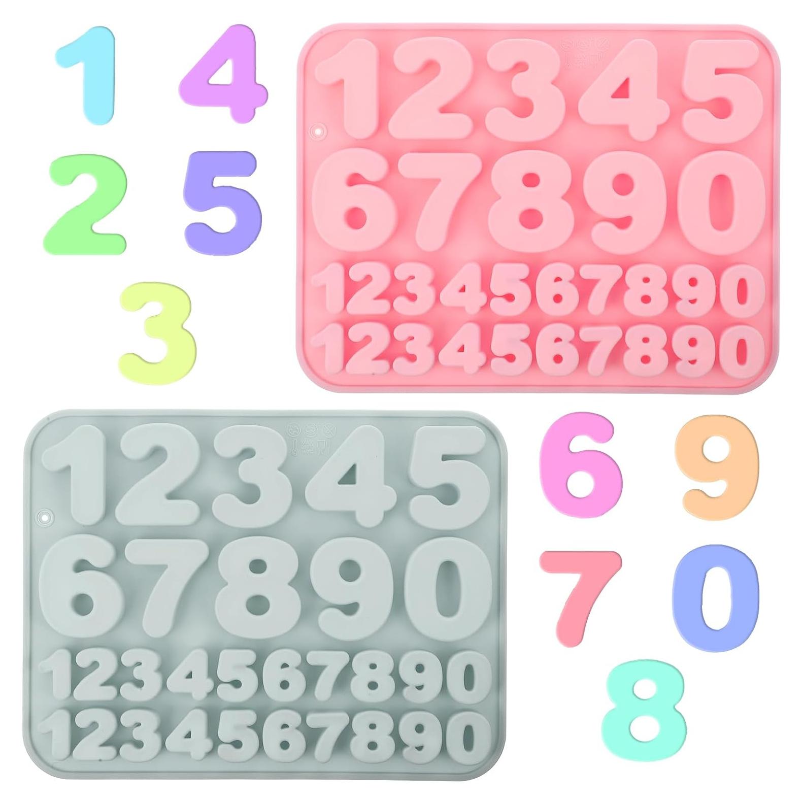 Moldes de Silicona para Chocolate Guduling 0-9 Rosa y Gris