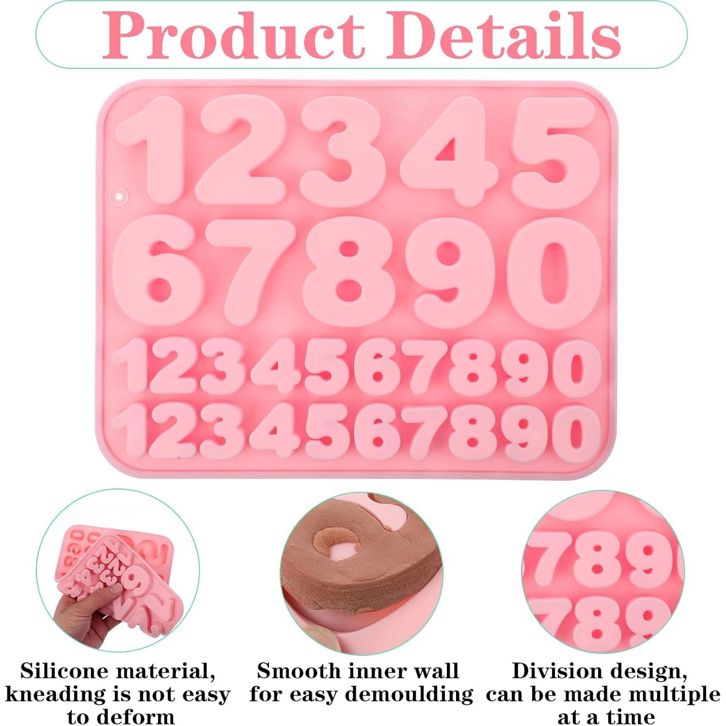 Moldes de Silicona para Chocolate Guduling 0-9 Rosa y Gris