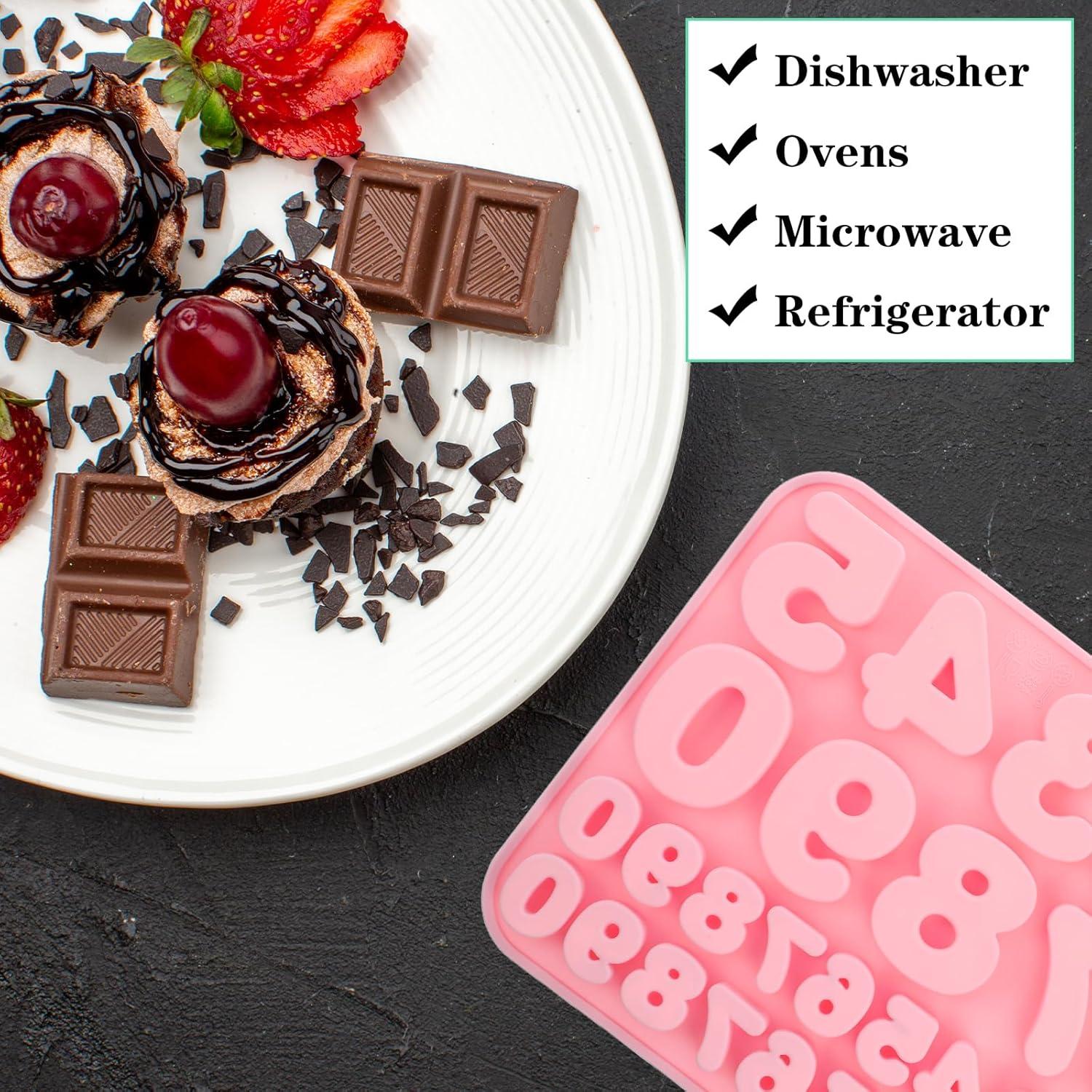 Moldes de Silicona para Chocolate Guduling 0-9 Rosa y Gris