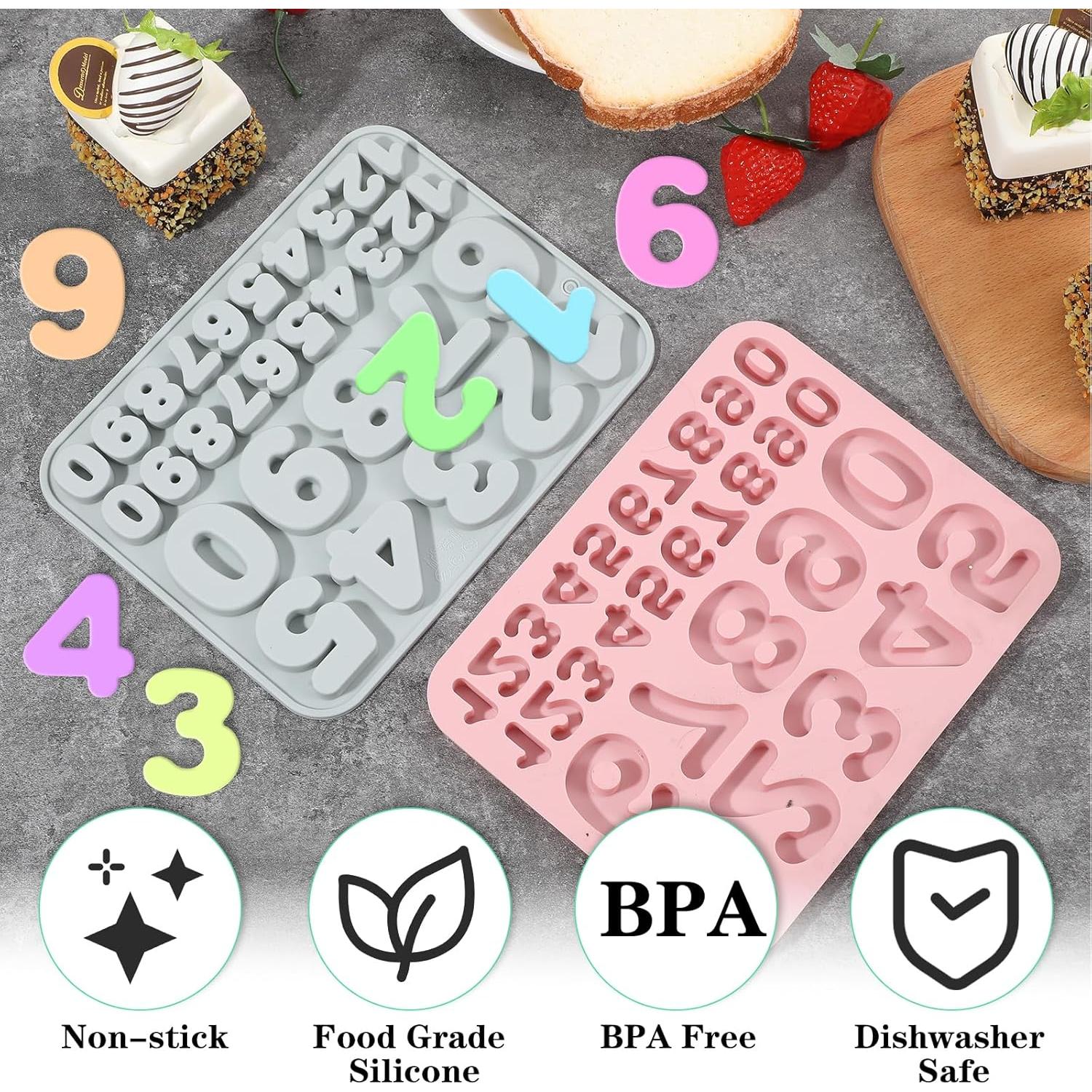 Moldes de Silicona para Chocolate Guduling 0-9 Rosa y Gris