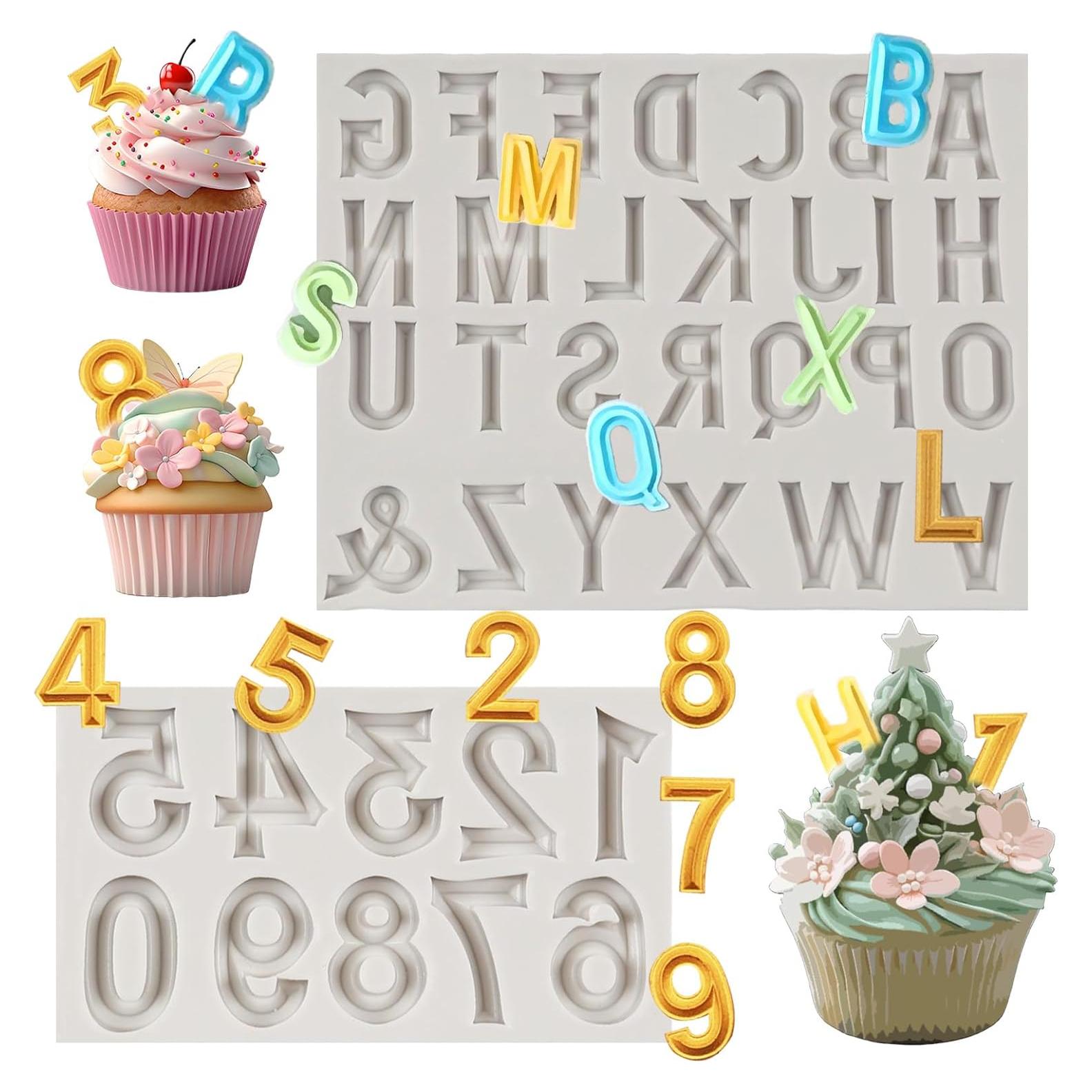 26 Moldes de Silicona Letras y Números 3D Xcake Lcook