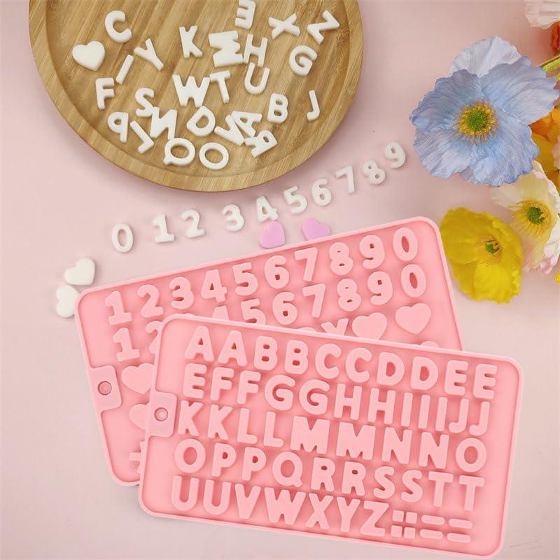 Moldes de Silicona para Chocolate ZJWZSLI - Letras y Números 2 pcs