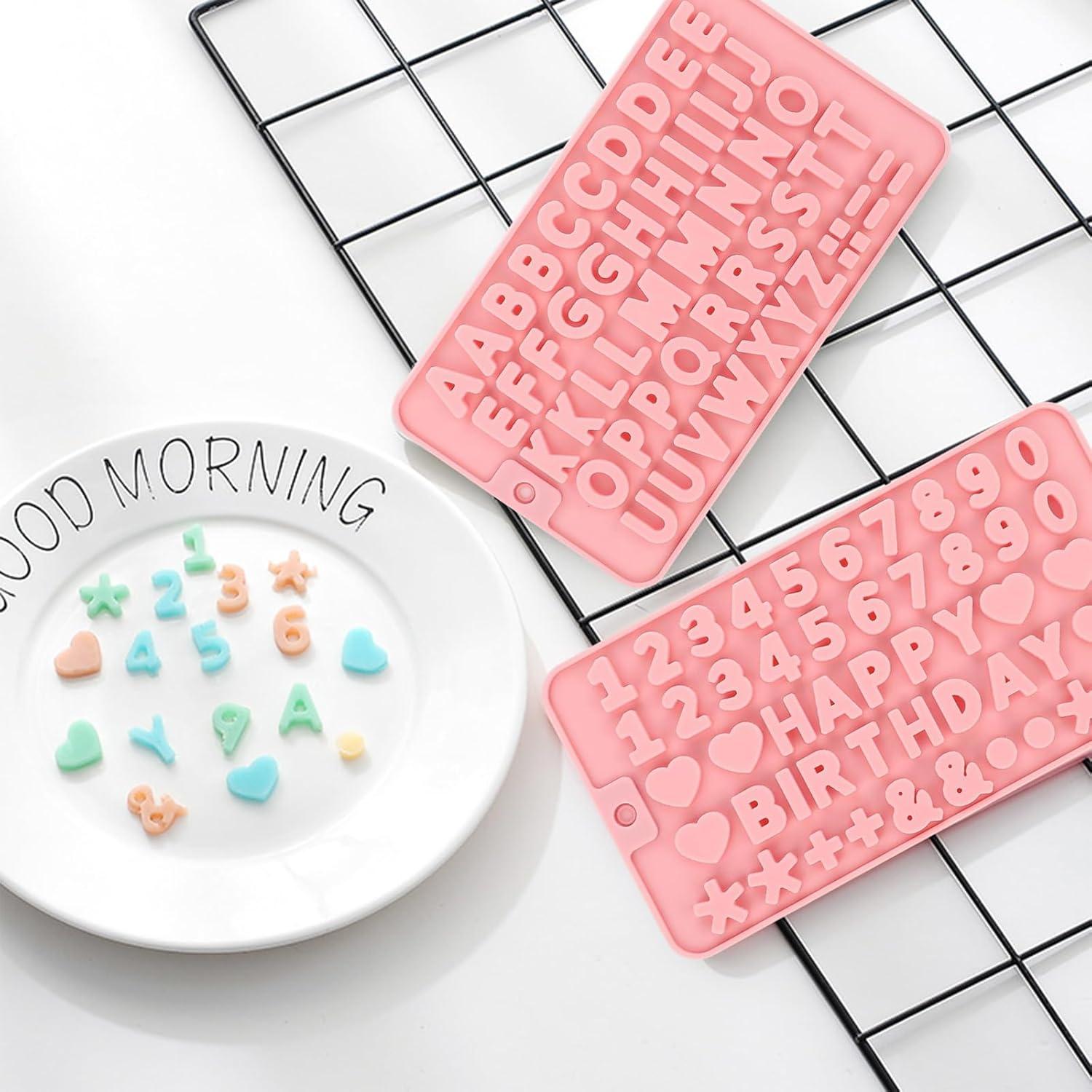 Moldes de Silicona para Chocolate TZIFQO - Letras y Números Rosa