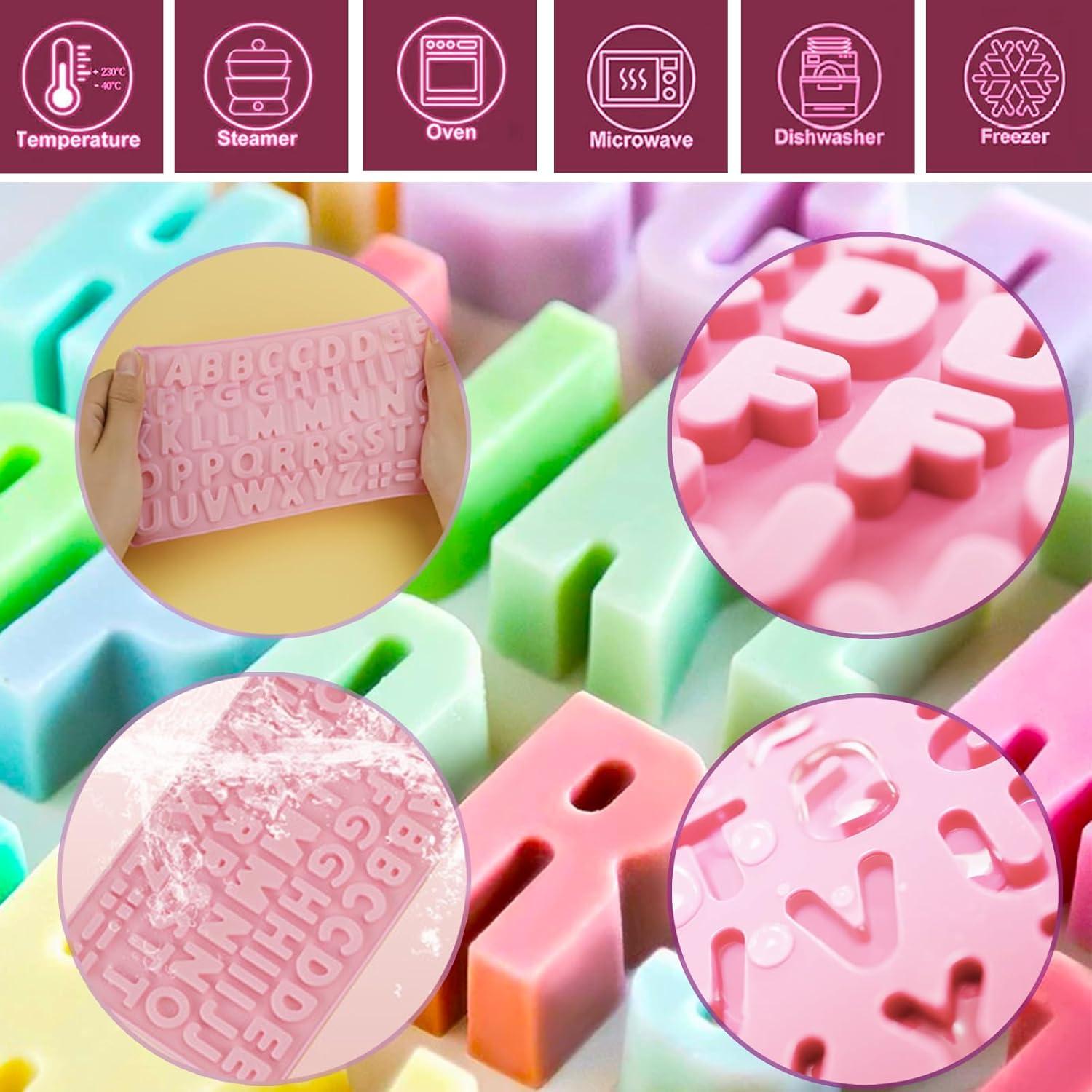 Moldes de Silicona para Chocolate TZIFQO - Letras y Números Rosa
