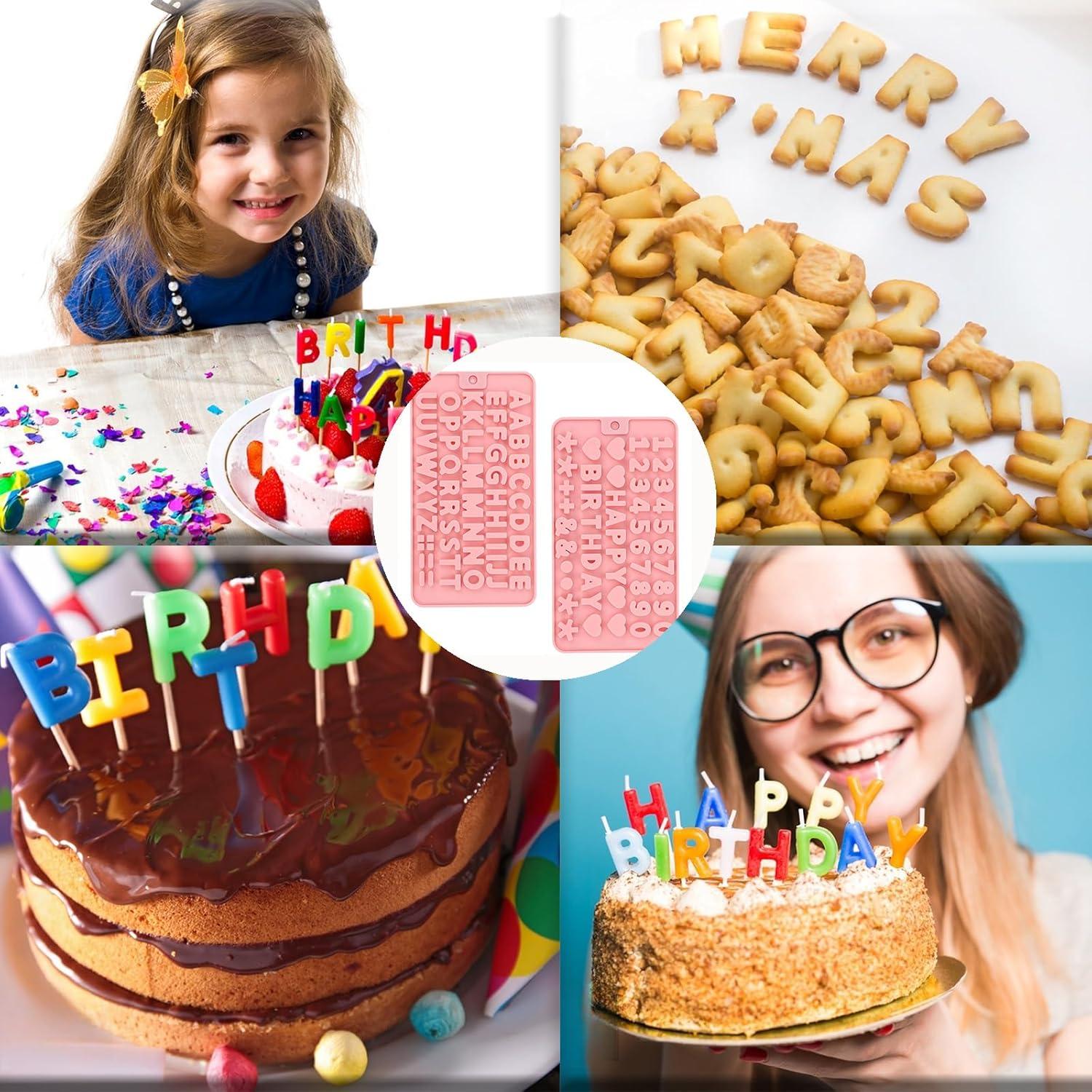 Moldes de Silicona para Chocolate TZIFQO - Letras y Números Rosa