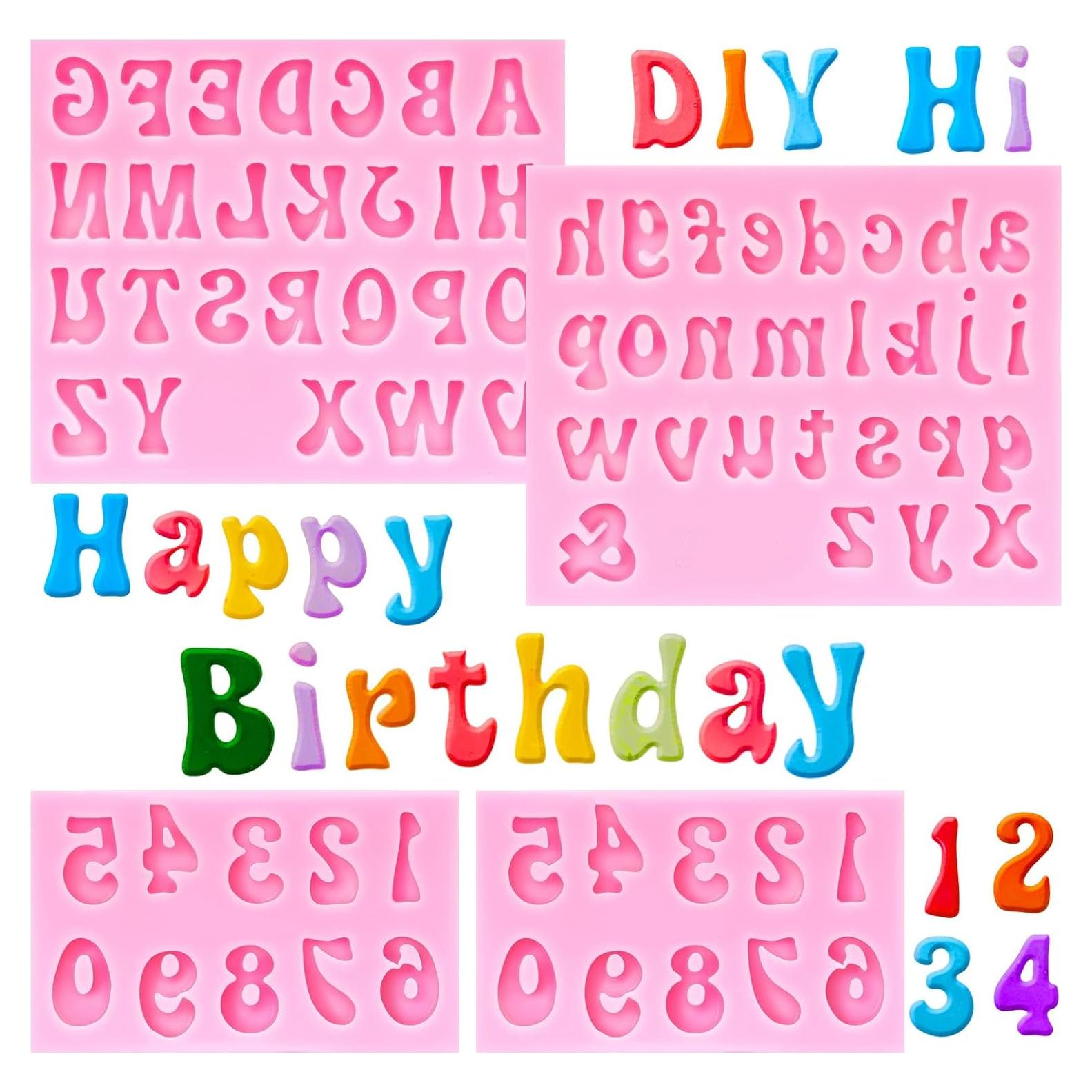 Moldes de Silicona KINYFY Letras y Números 4 Pcs Reutilizables