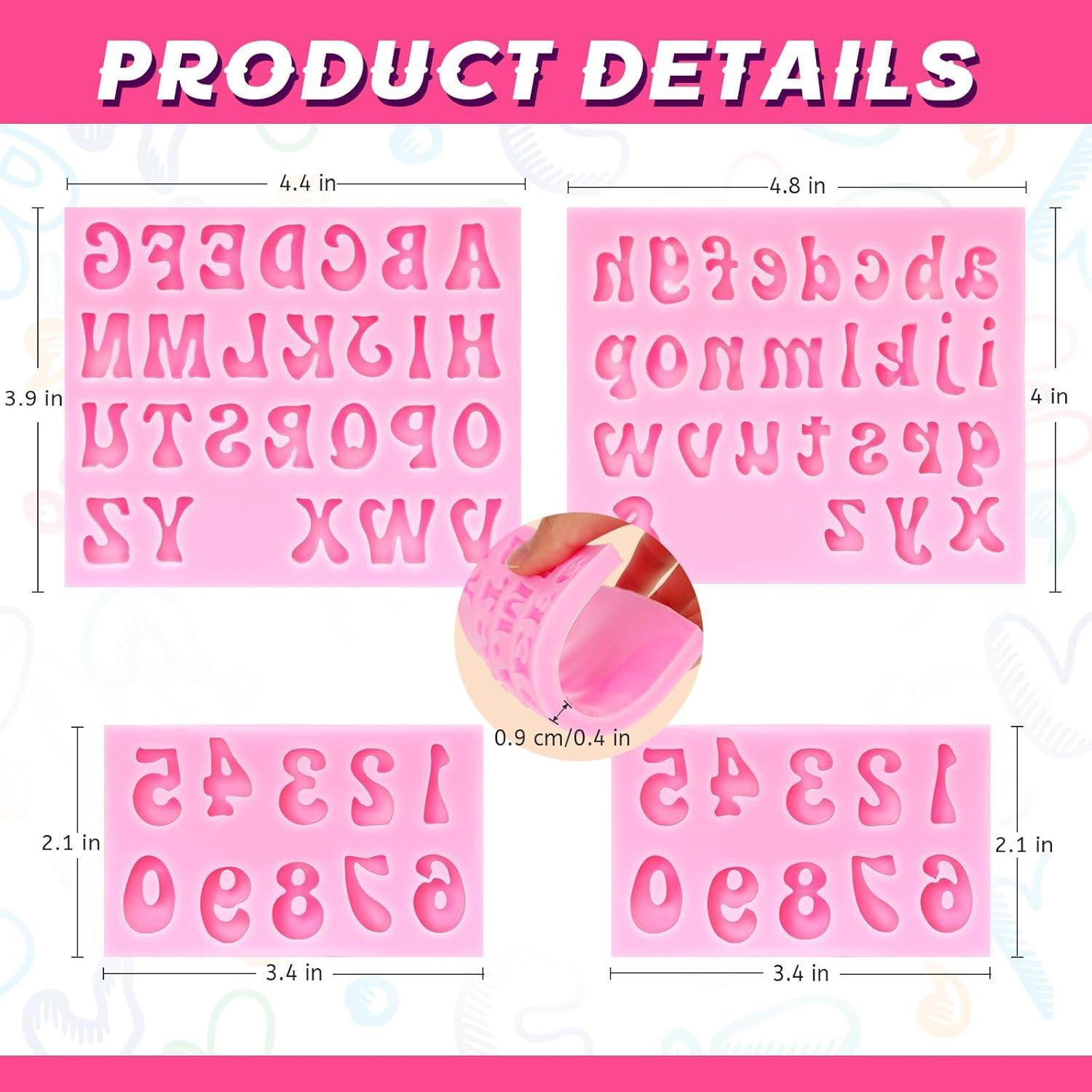 Moldes de Silicona KINYFY Letras y Números 4 Pcs Reutilizables