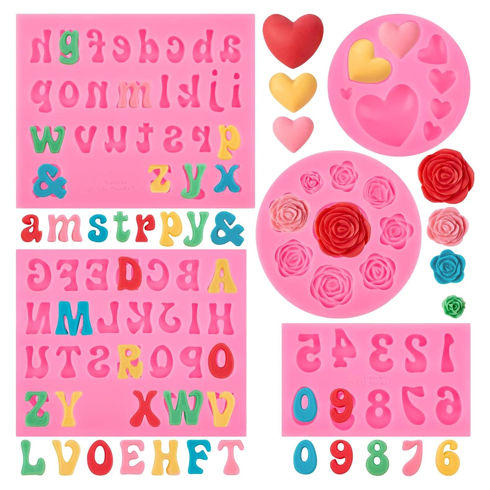 Moldes de Silicona para Chocolate Puyeipt - Letras y Números, 5 Piezas