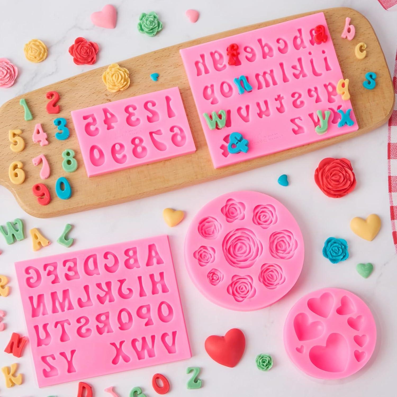 Moldes de Silicona para Chocolate Puyeipt - Letras y Números, 5 Piezas