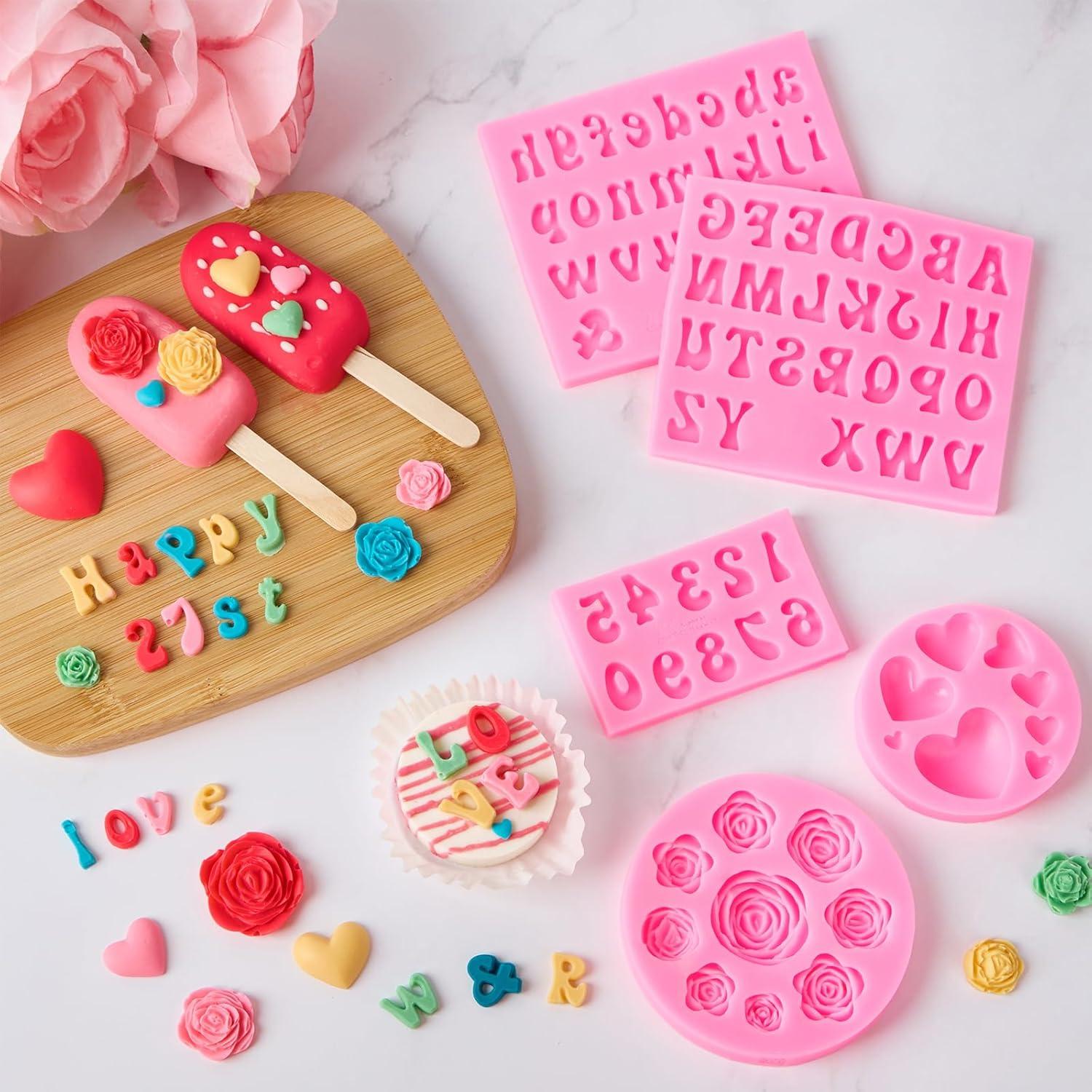 Moldes de Silicona para Chocolate Puyeipt - Letras y Números, 5 Piezas