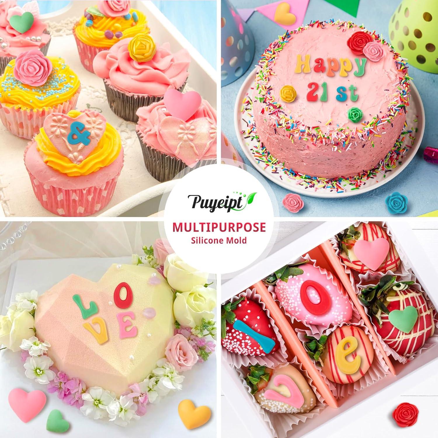 Moldes de Silicona para Chocolate Puyeipt - Letras y Números, 5 Piezas