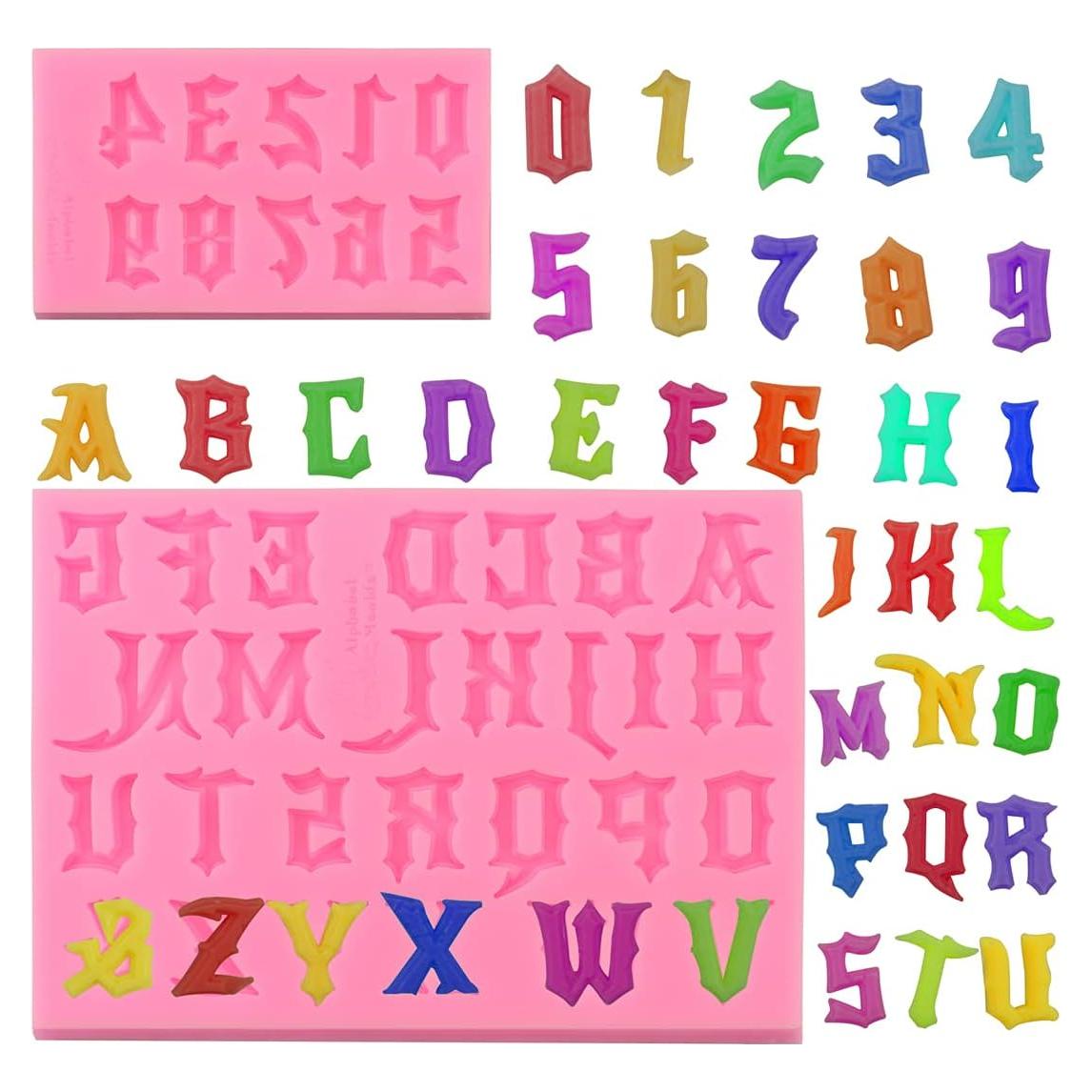 Molde de Silicona Letras y Números Gótico MEIYOUJU AM 2 Pcs