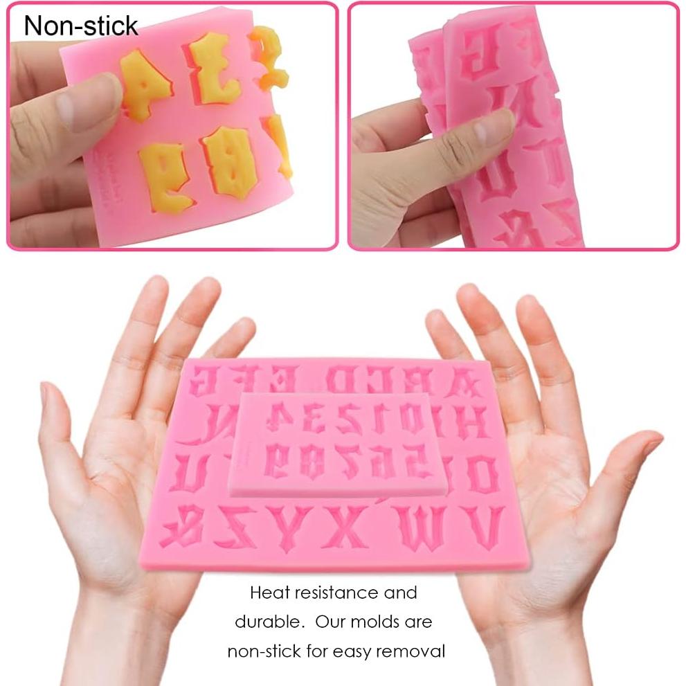 Molde de Silicona Letras y Números Gótico MEIYOUJU AM 2 Pcs