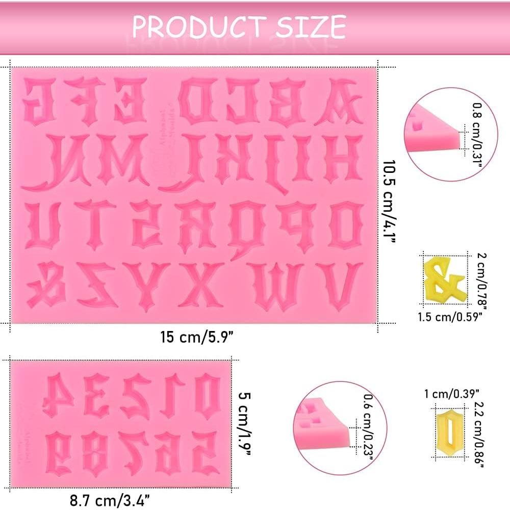 Molde de Silicona Letras y Números Gótico MEIYOUJU AM 2 Pcs