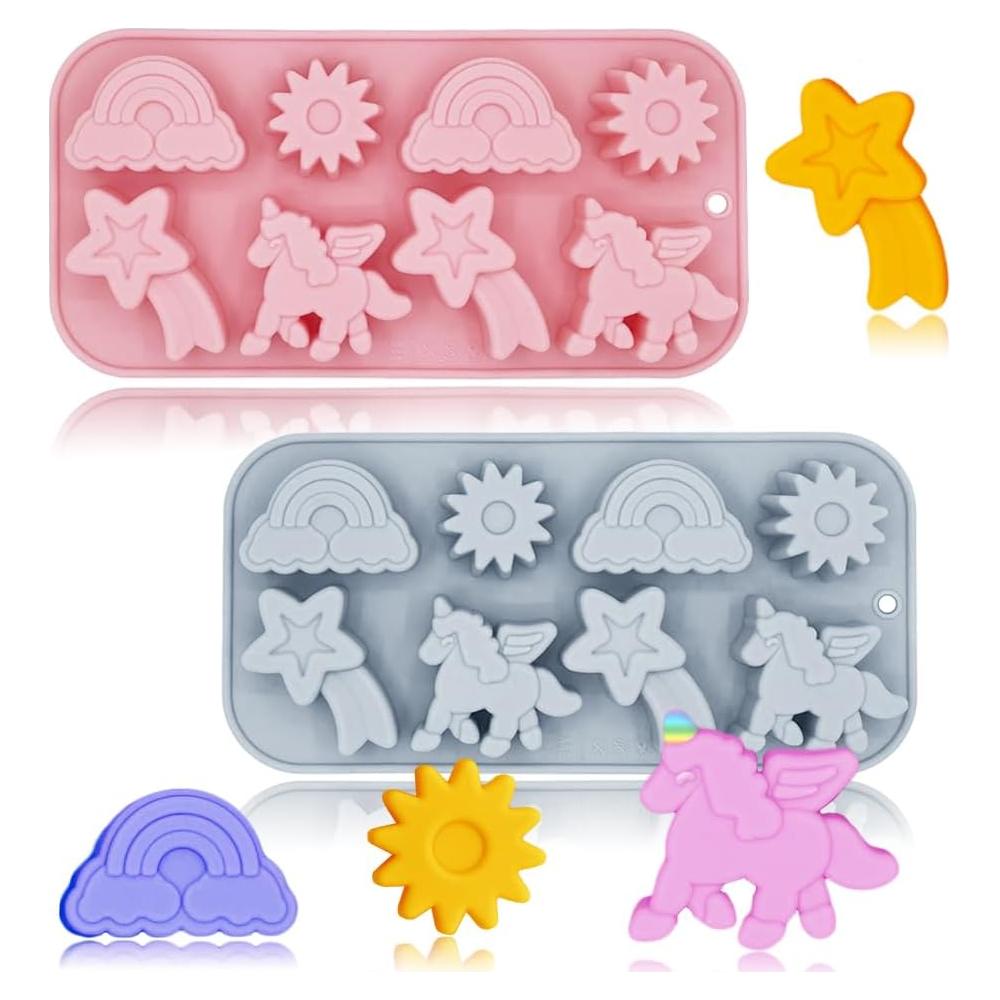 Moldes de Silicona 3D Unicornio BENEKIY - 2 Piezas 8 Cavidades