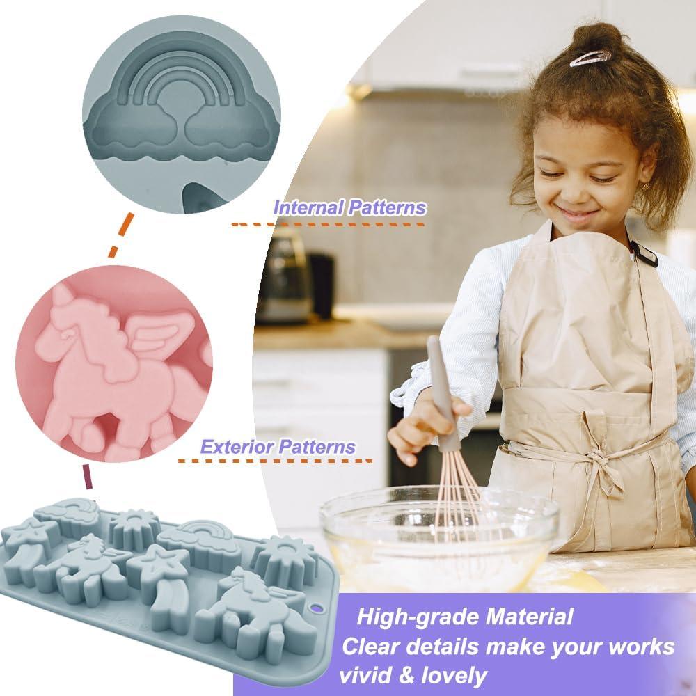 Moldes de Silicona 3D Unicornio BENEKIY - 2 Piezas 8 Cavidades