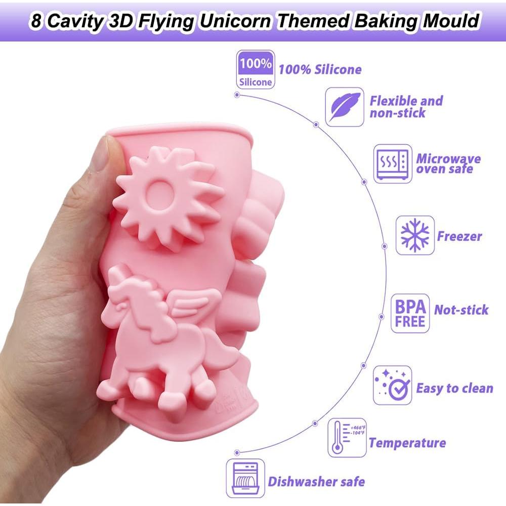 Moldes de Silicona 3D Unicornio BENEKIY - 2 Piezas 8 Cavidades