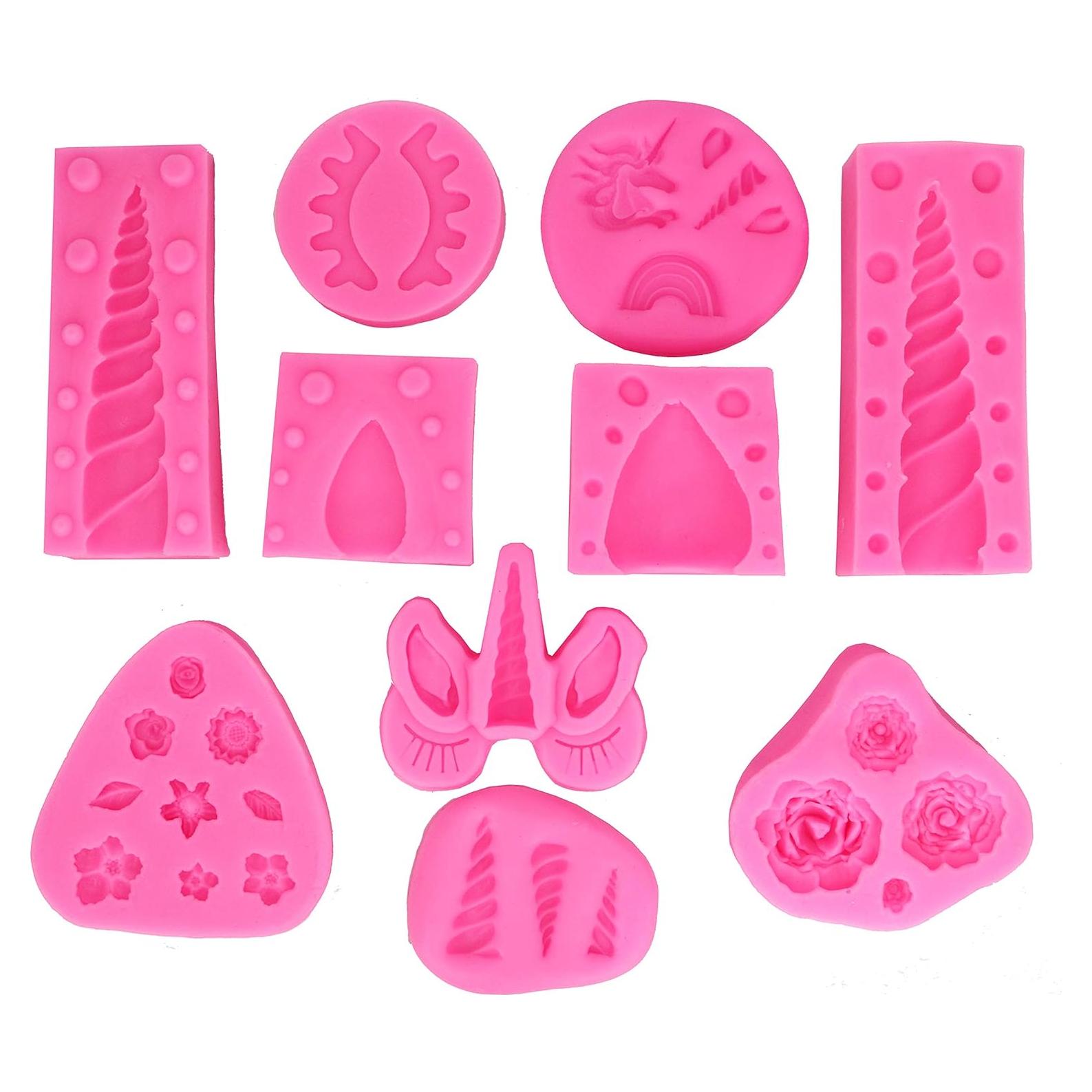 Moldes de Silicona de Unicornio 10 PCS para Pasteles y Manualidades