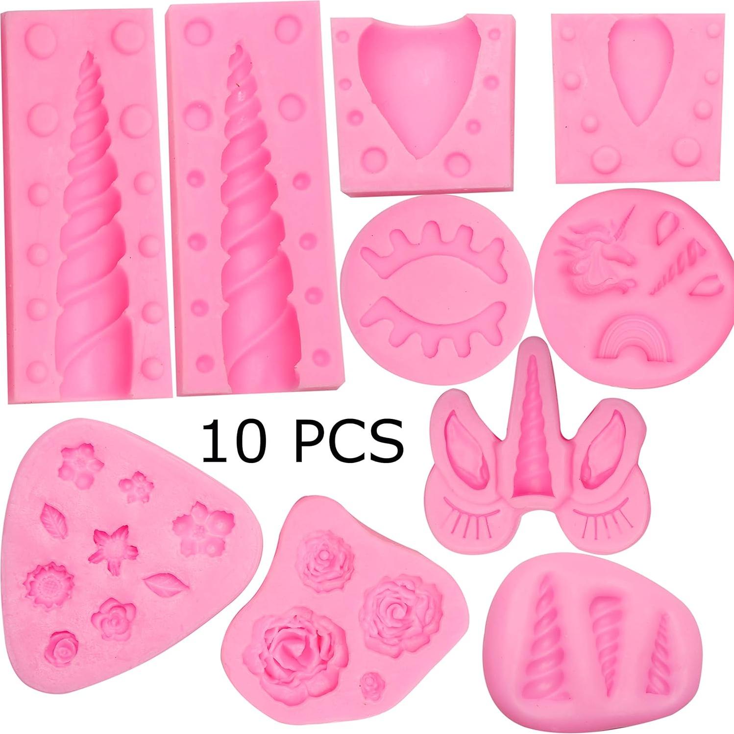 Moldes de Silicona de Unicornio 10 PCS para Pasteles y Manualidades